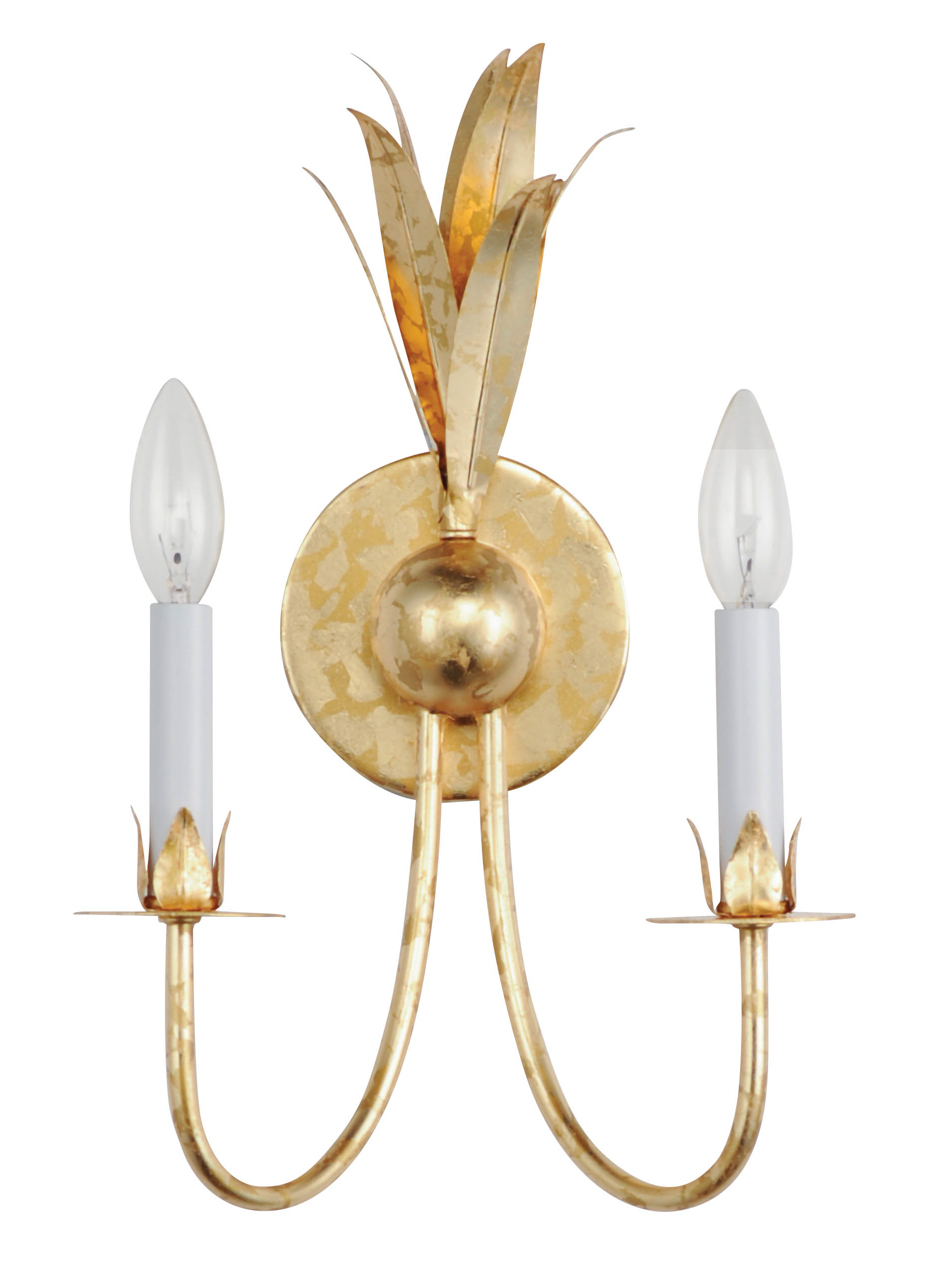 intricate gold two-light wall sconce suggested by Natasja Sadi