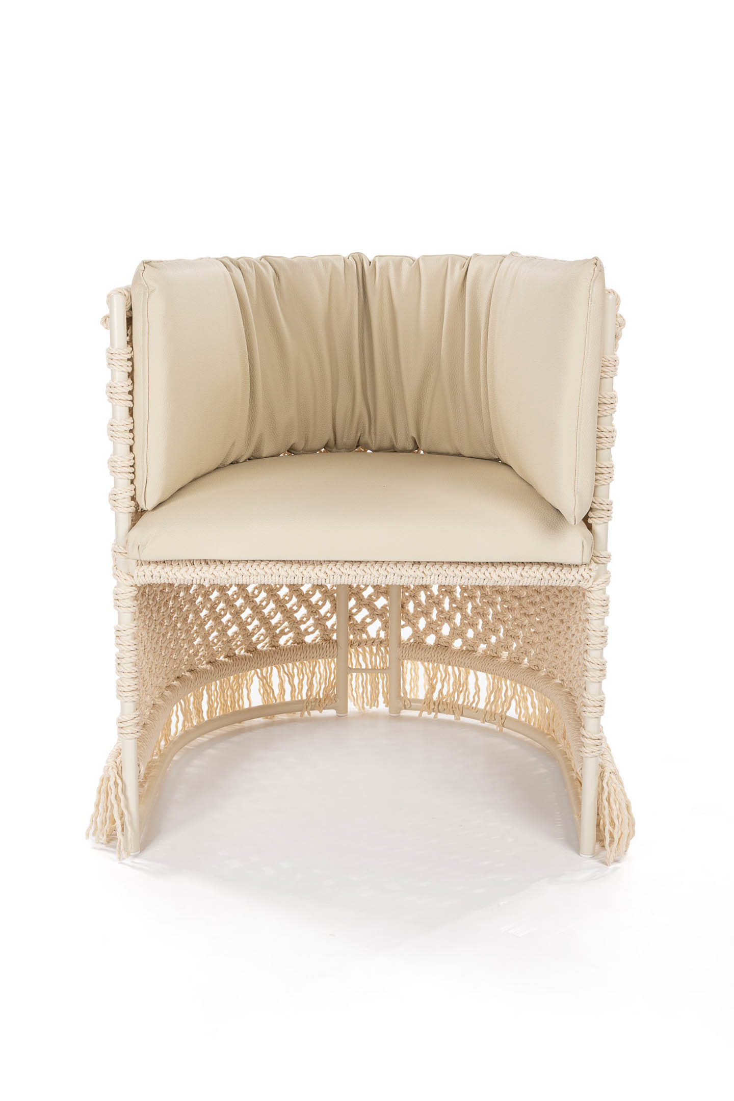 armchair with a woven rope structure