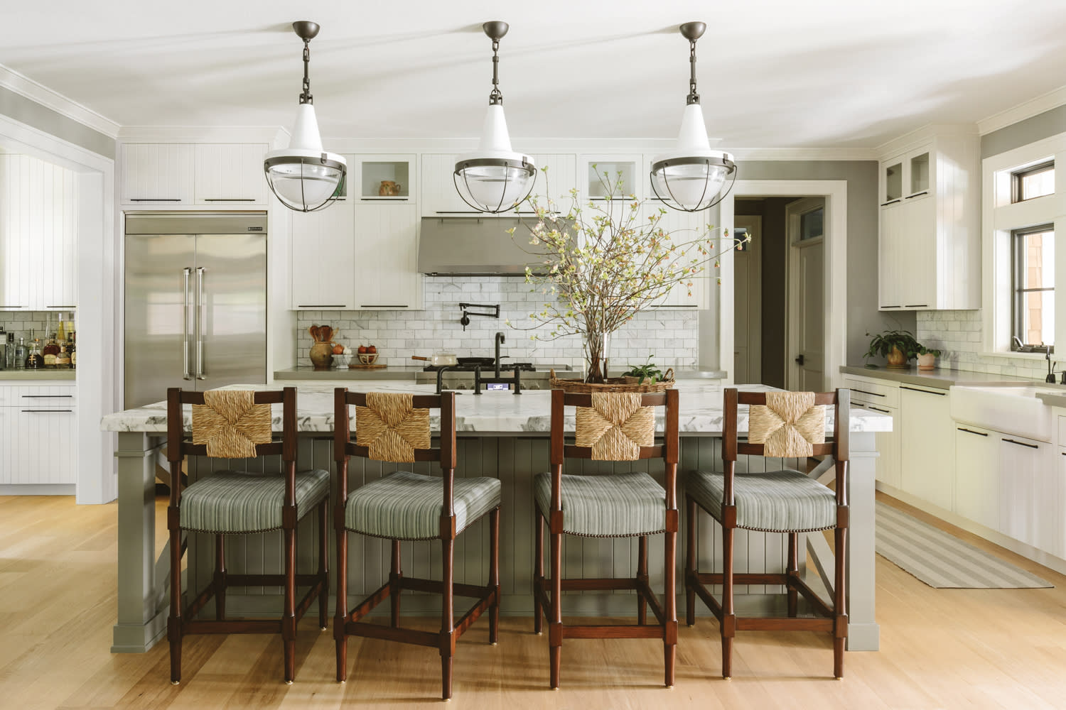 Scandinavian-style kitchen with a large island