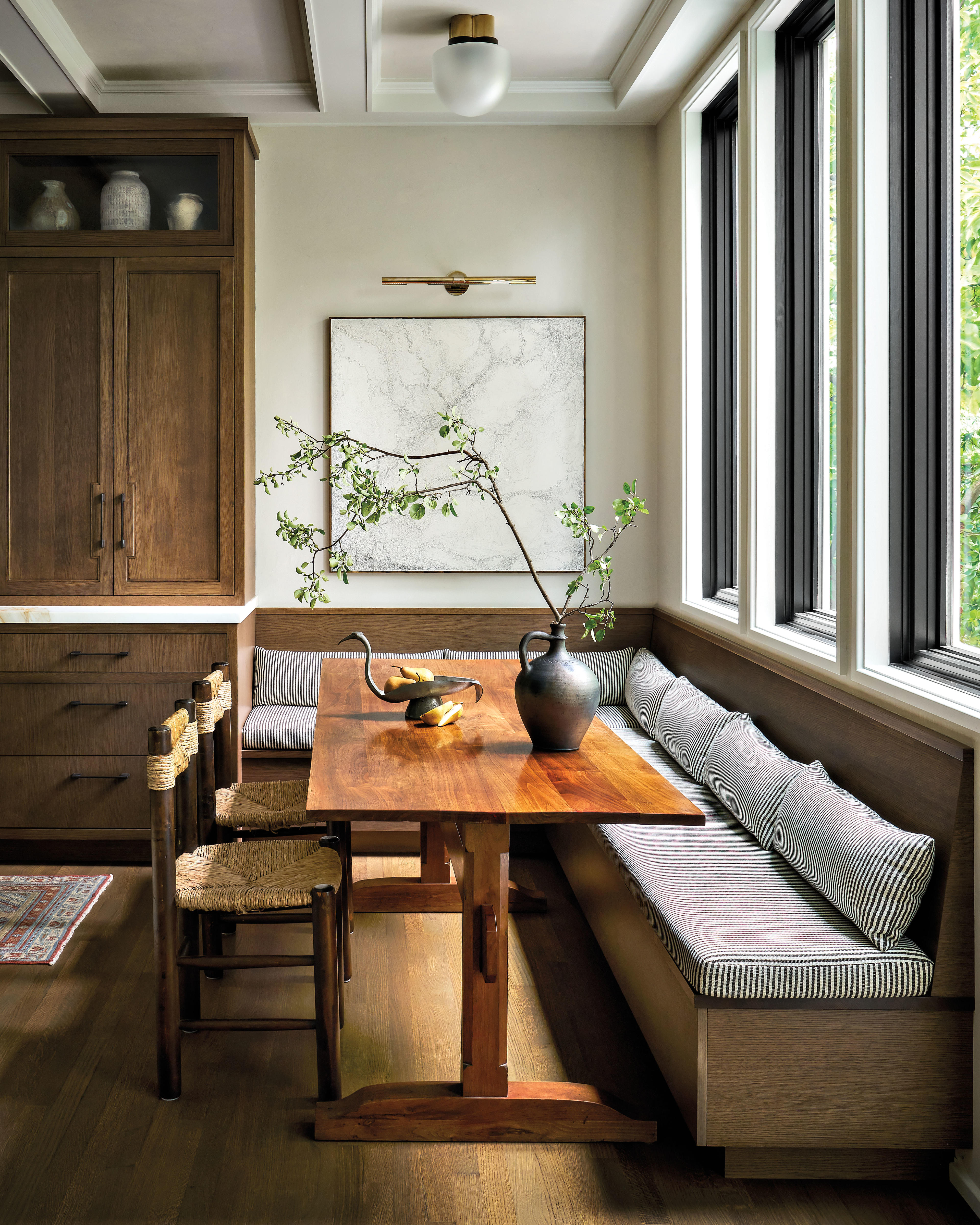 breakfast nook with a vintage table