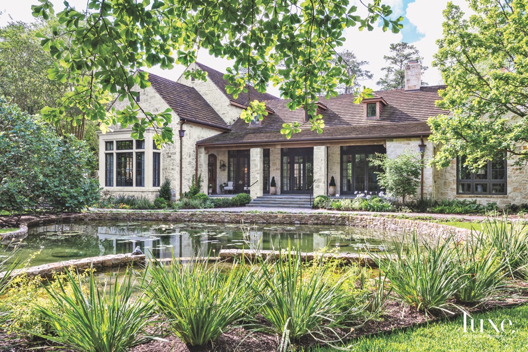 traditional exterior pond