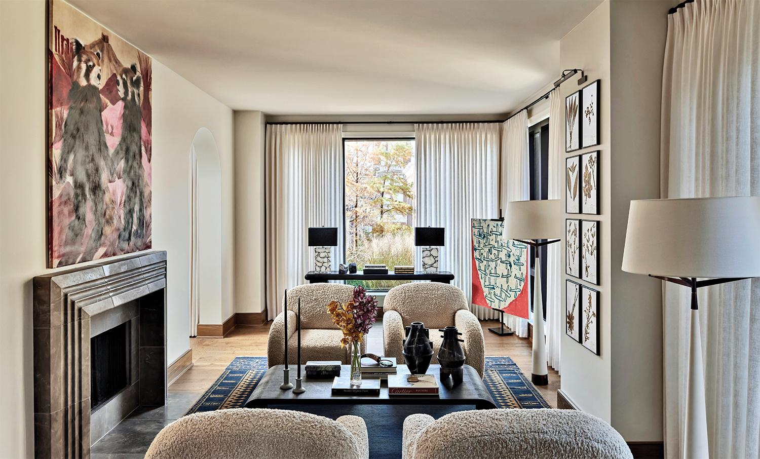 modern living room with modern art throughout