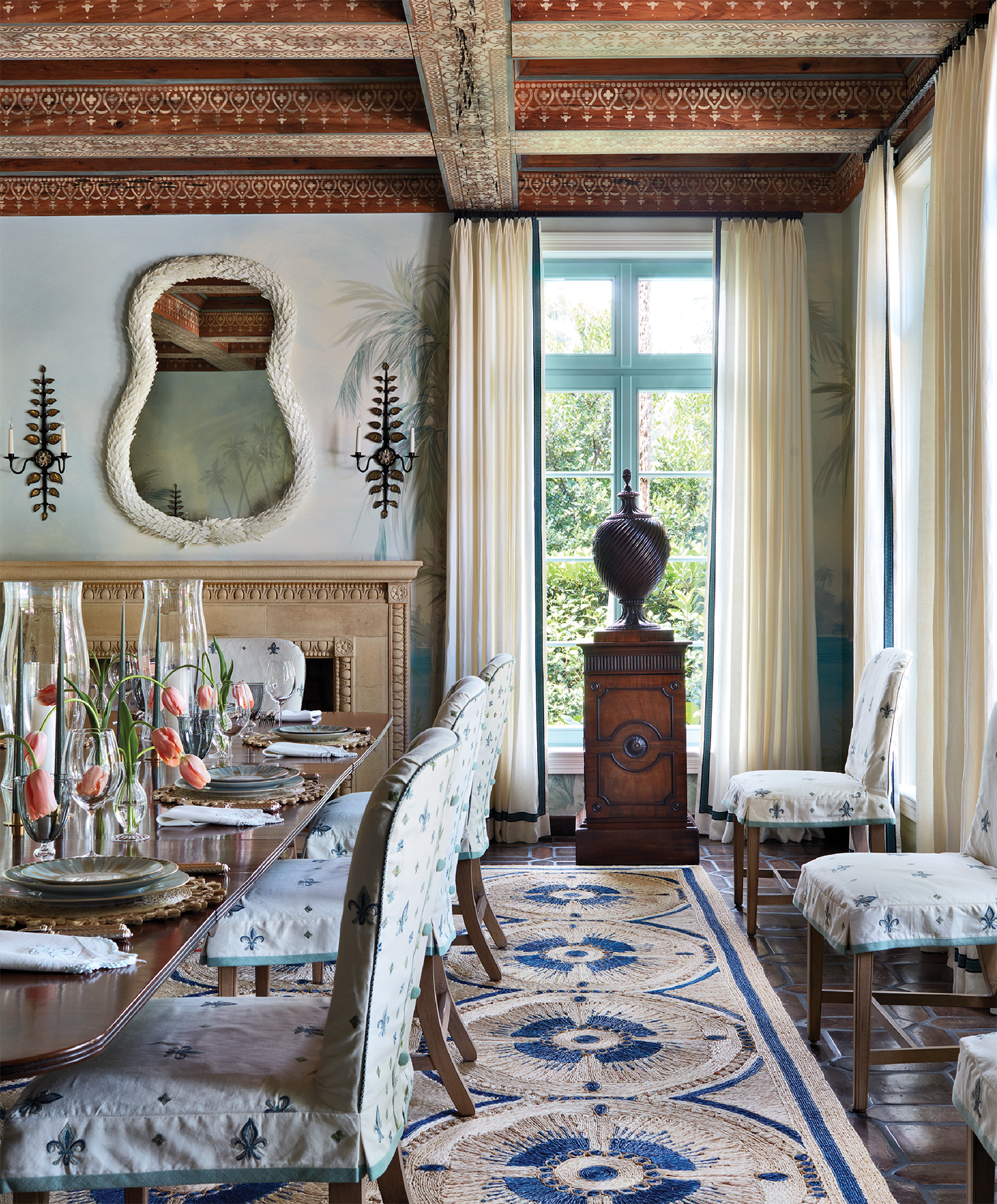 dining room with a 19th-century mahogany table