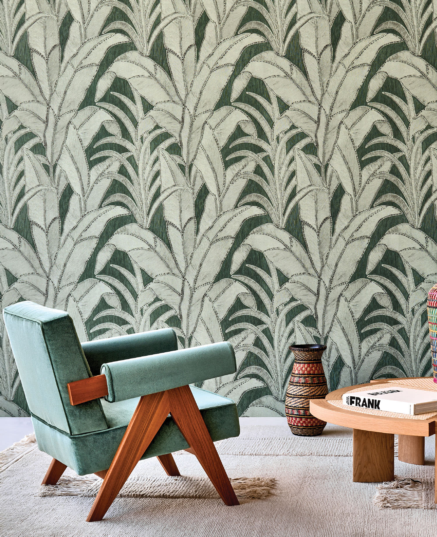Arte's botanic wallpaper in Pine Green