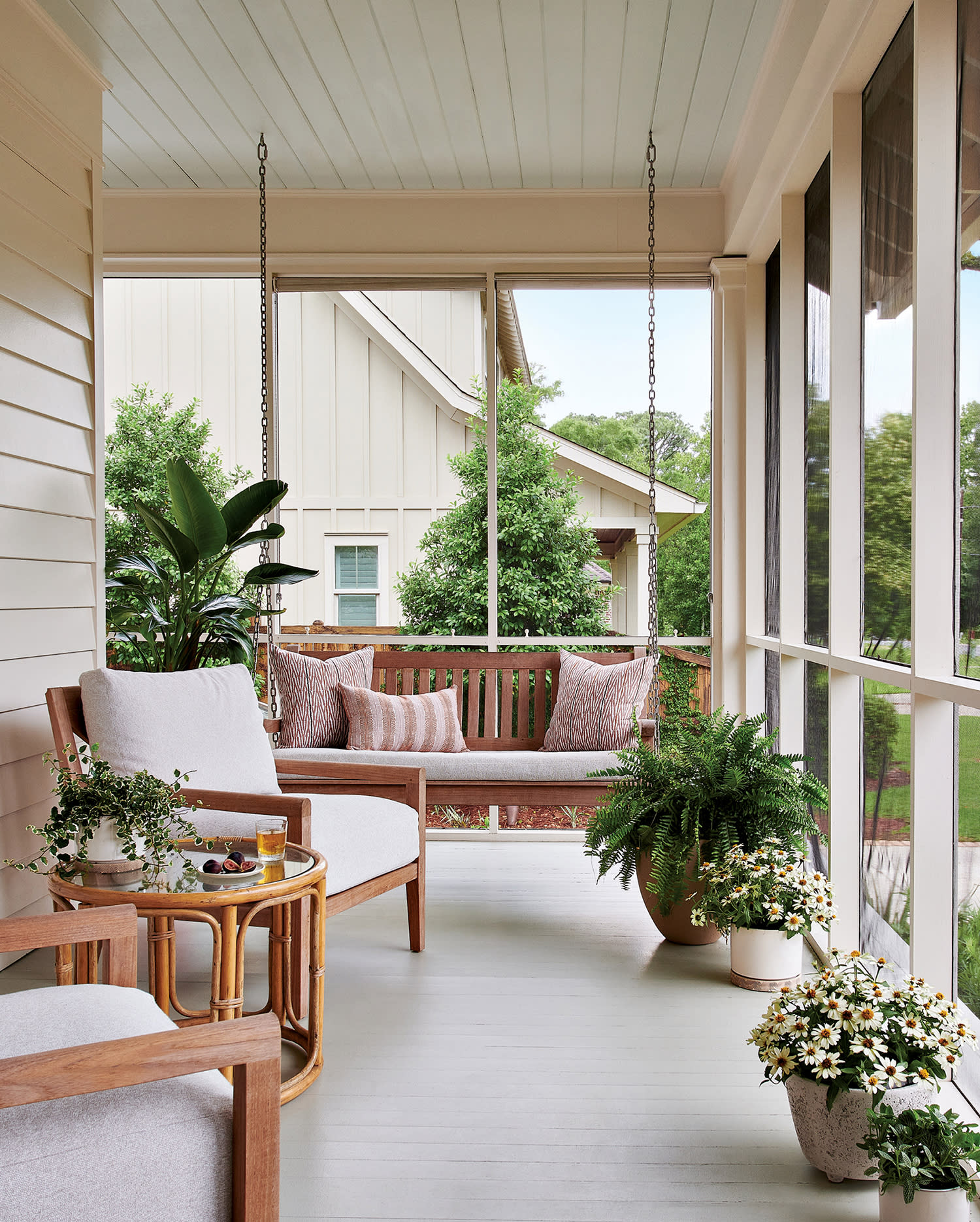 traditional covered porch on an Alabama cottage