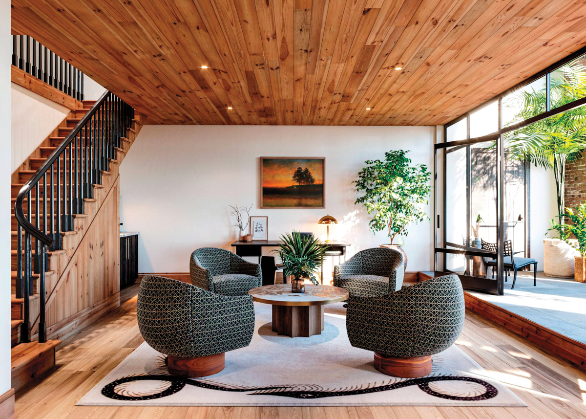 living area with quartet of chairs