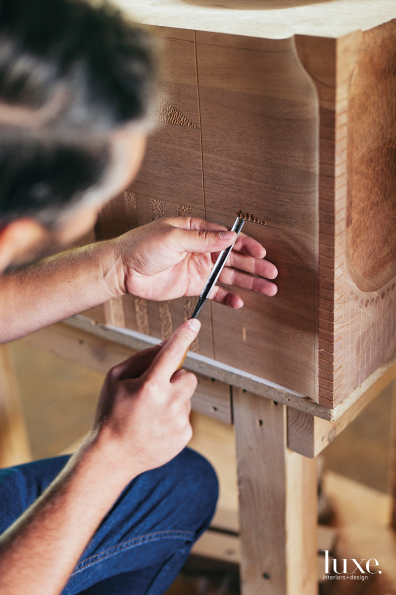 caleb woodard carving texture into wood