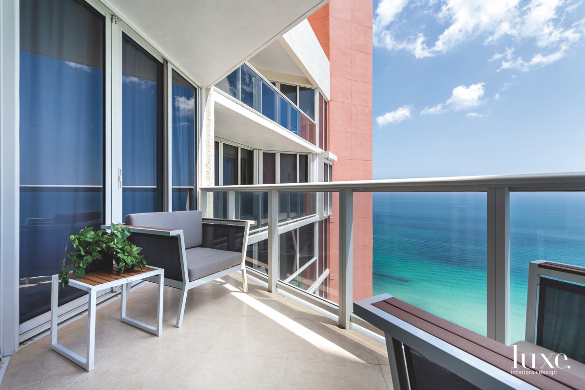 modern balcony ocean view exterior sitting area