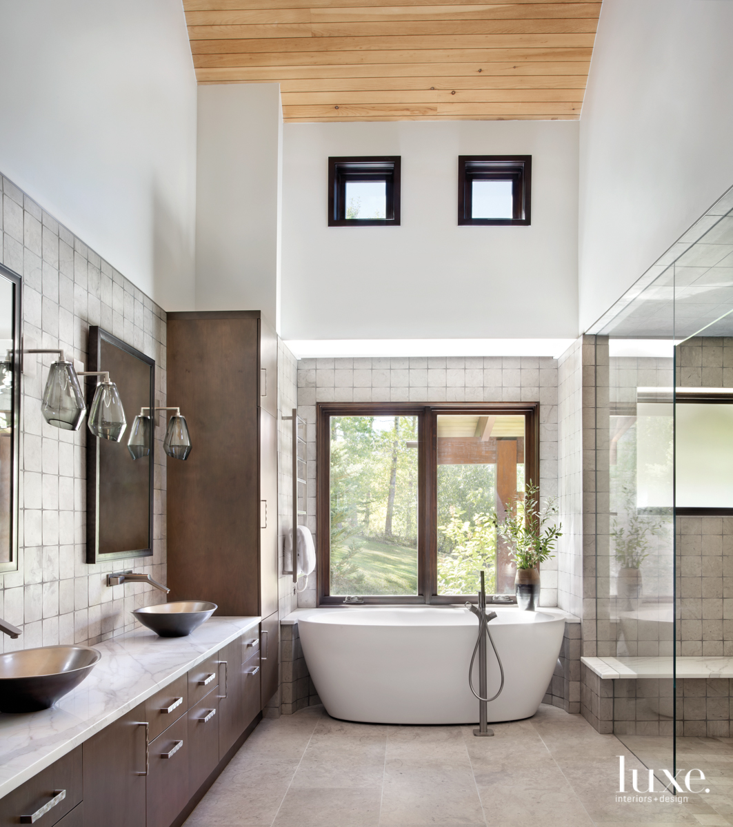 transitional neutral bathroom brown accents