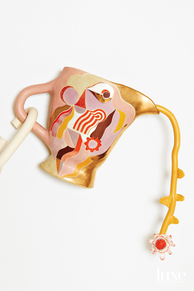 colorful ceramic pitcher