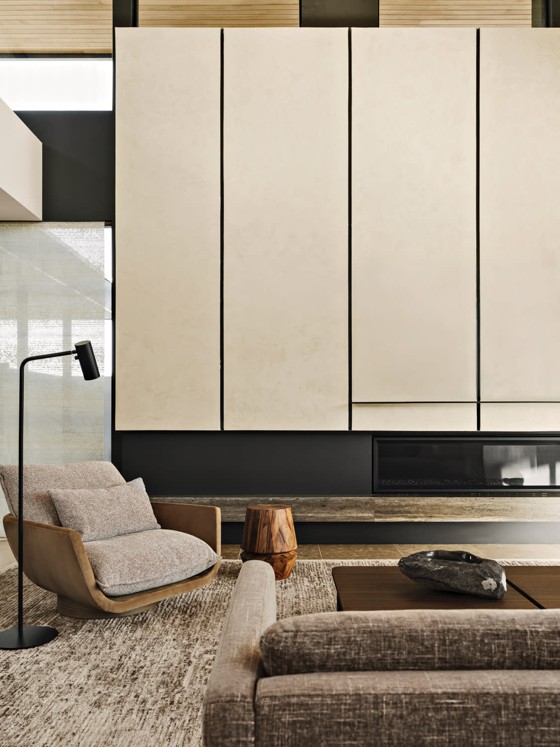 contemporary living room with an intimate seating area