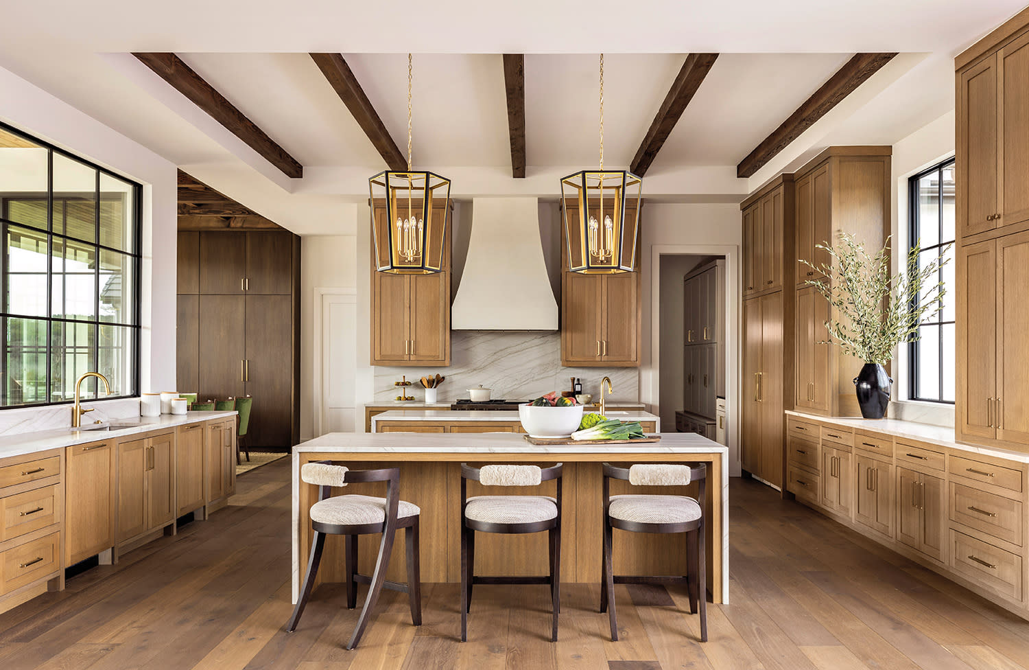 bright, contemporary kitchen with white oak cabinetry