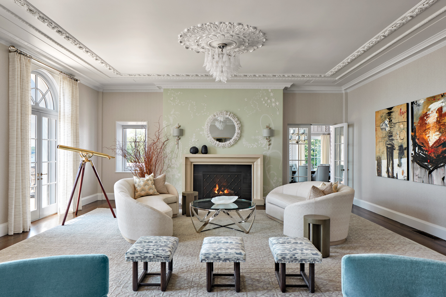 bas relief wallcovering living room
