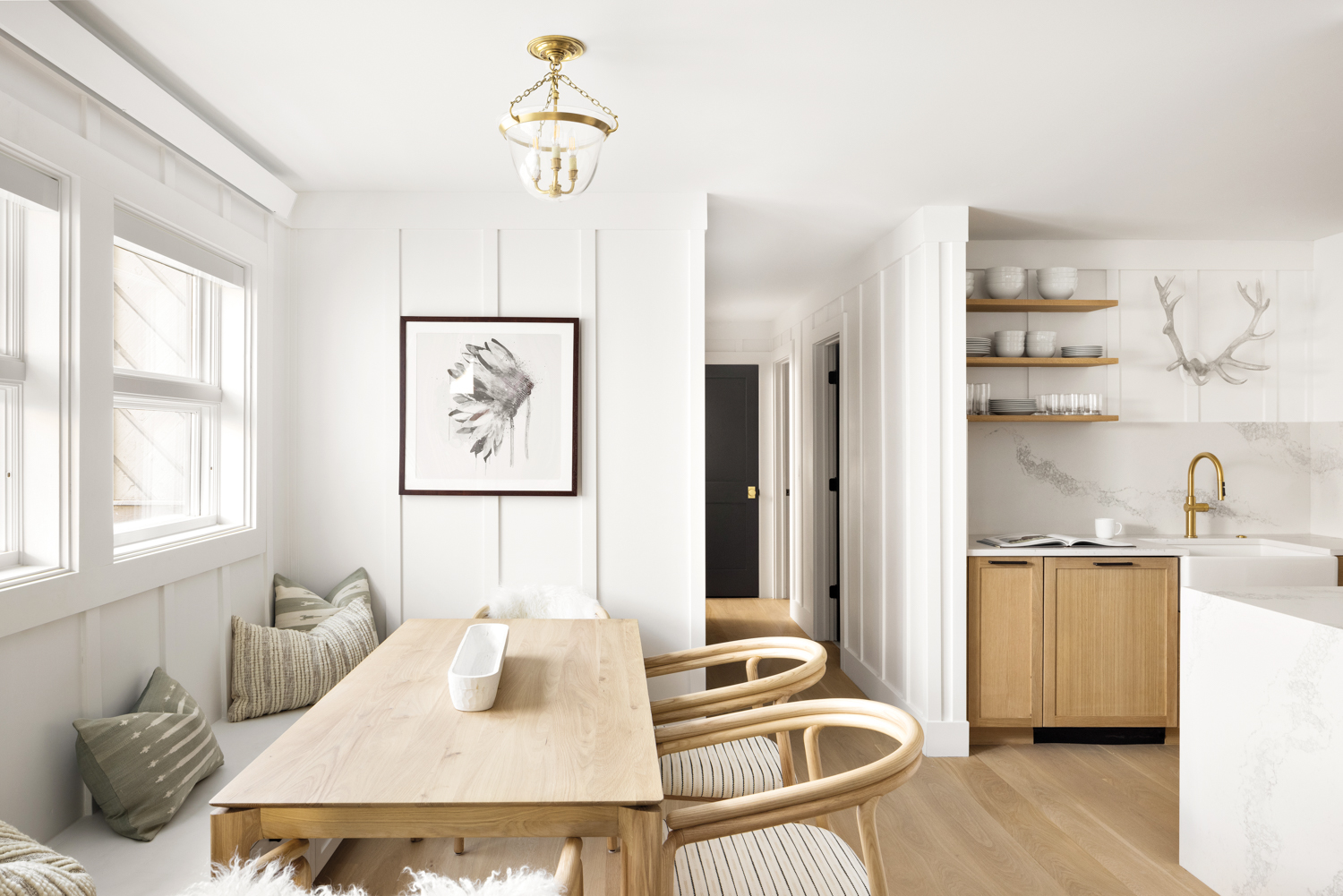 neutral dining in kitchen with natural light 