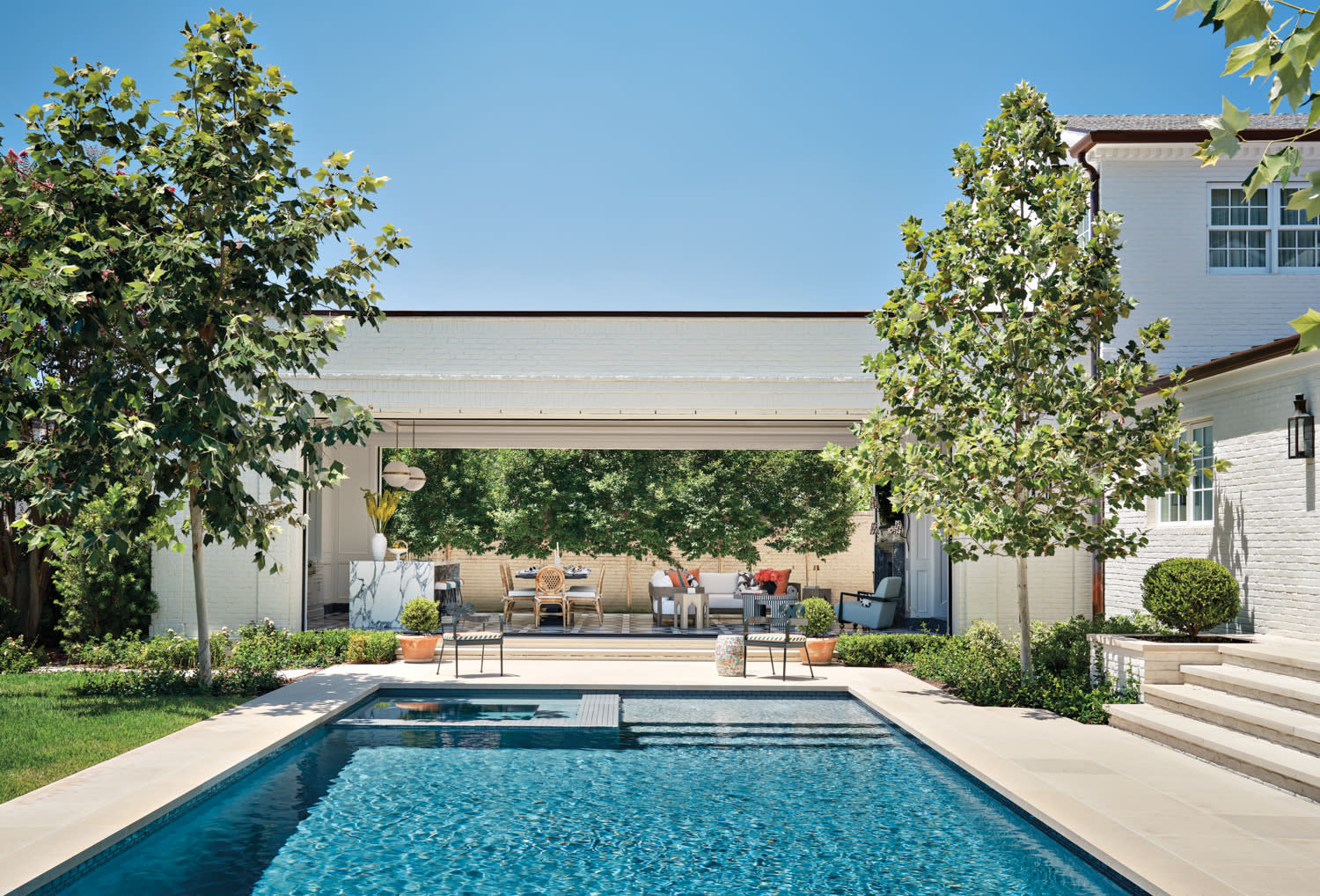 an Austin home's pool in the backyard
