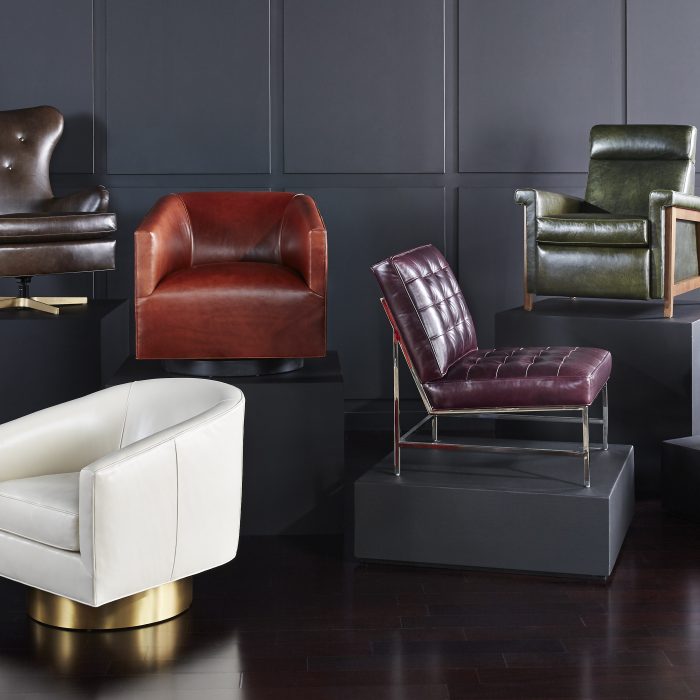 Crafted to last a lifetime, the Mitchell Gold + Bob Williams leather collection offers chic seating in a spectrum of colors and styles.