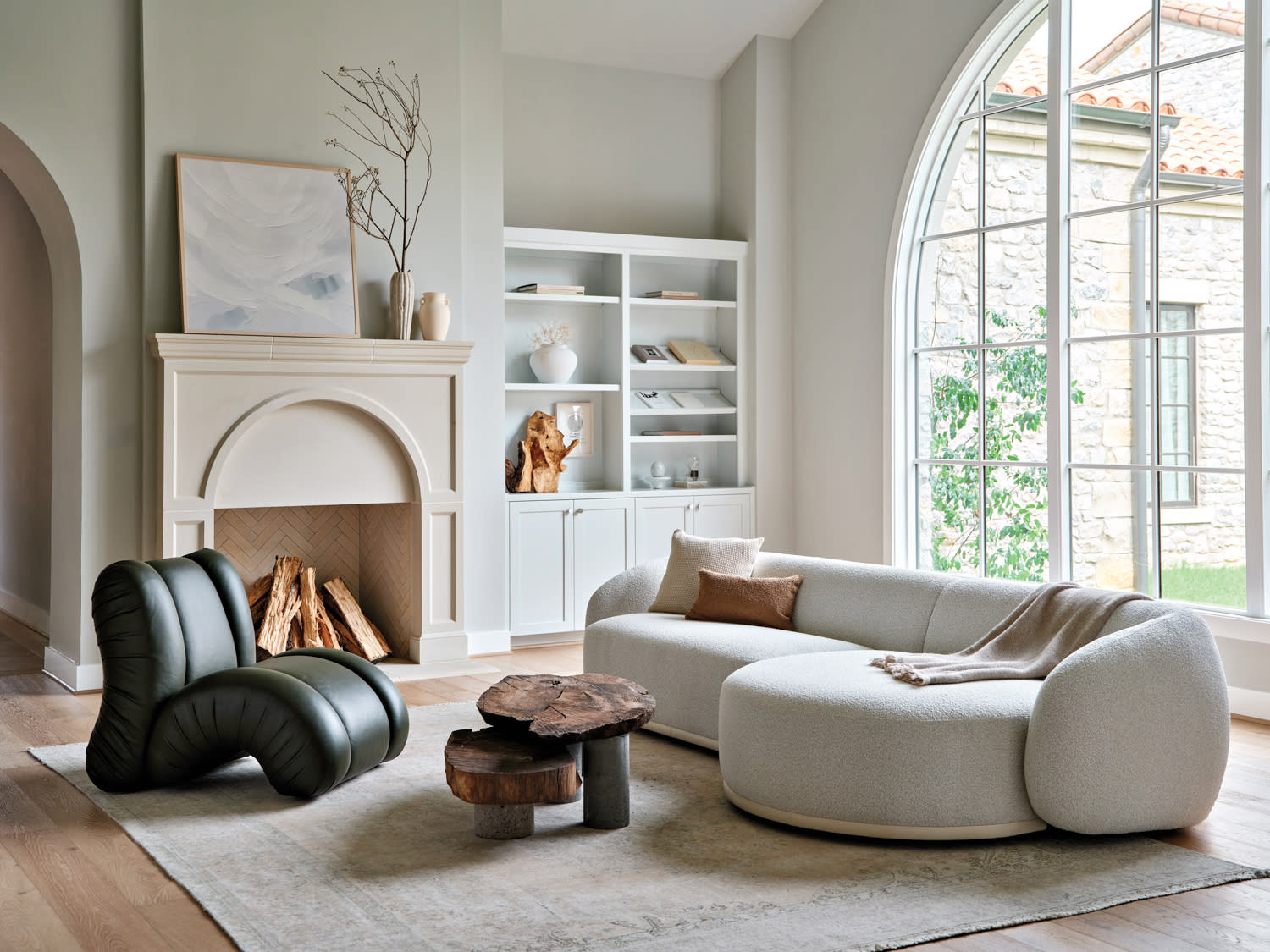 curving chair by American Leather in a contemporary living room