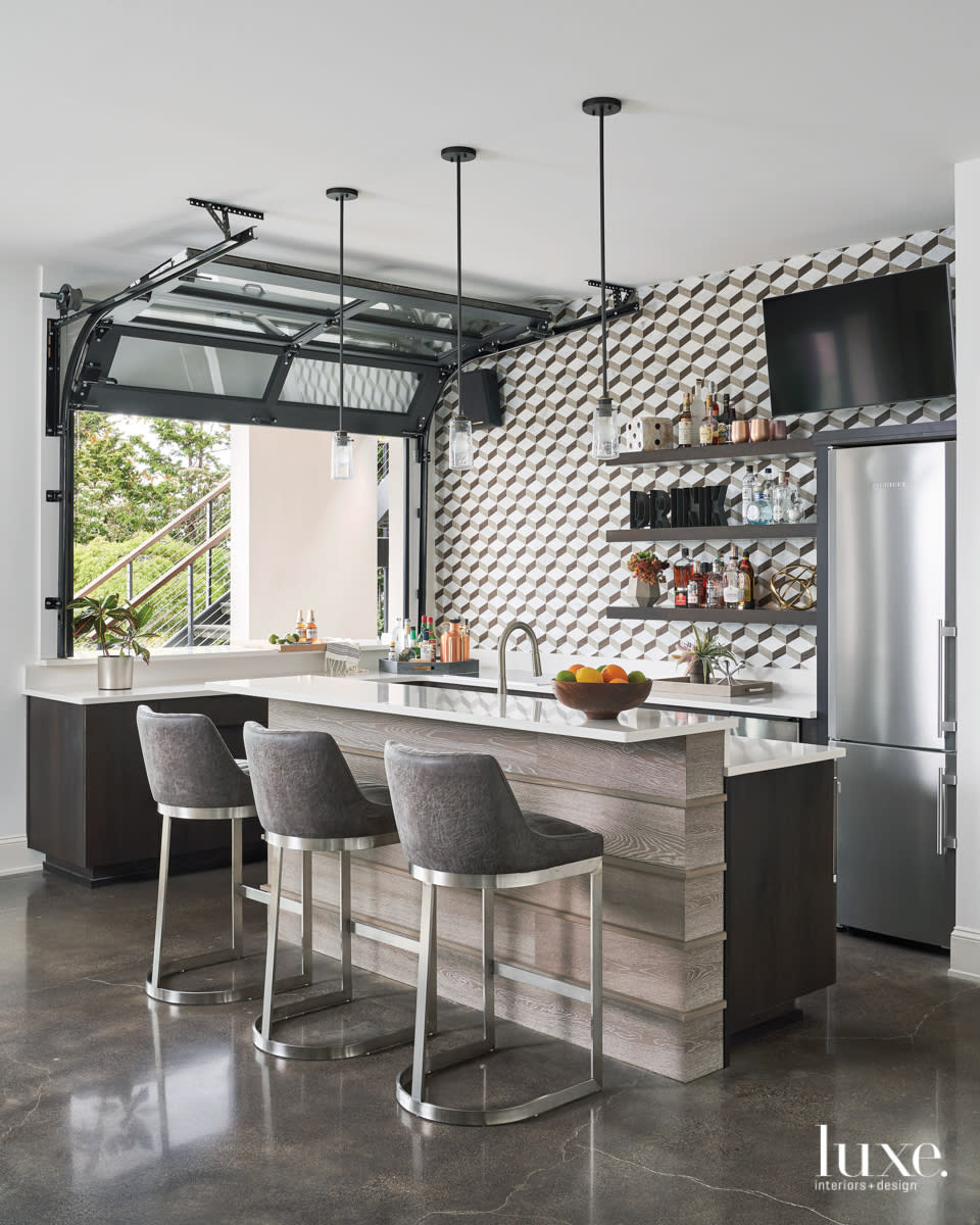 mosaic hawthorne albescent tiles gray kitchen