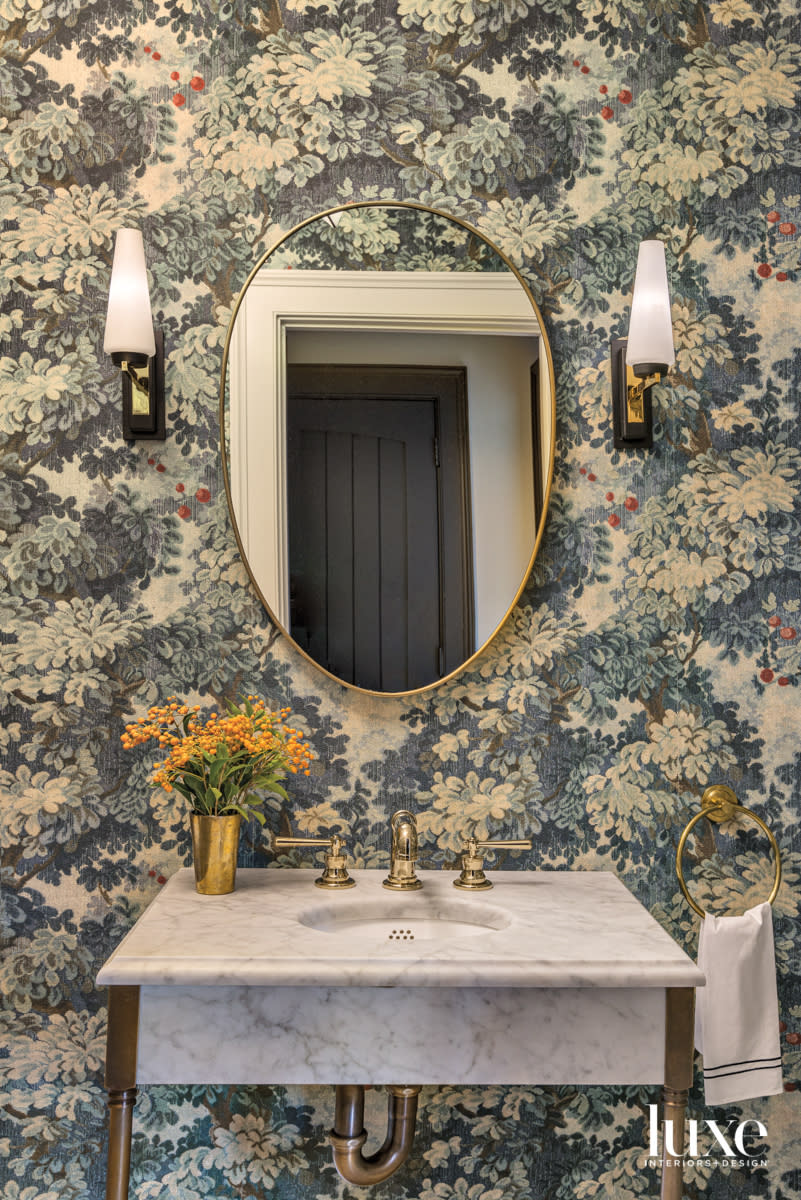 floral wallpaper powder room