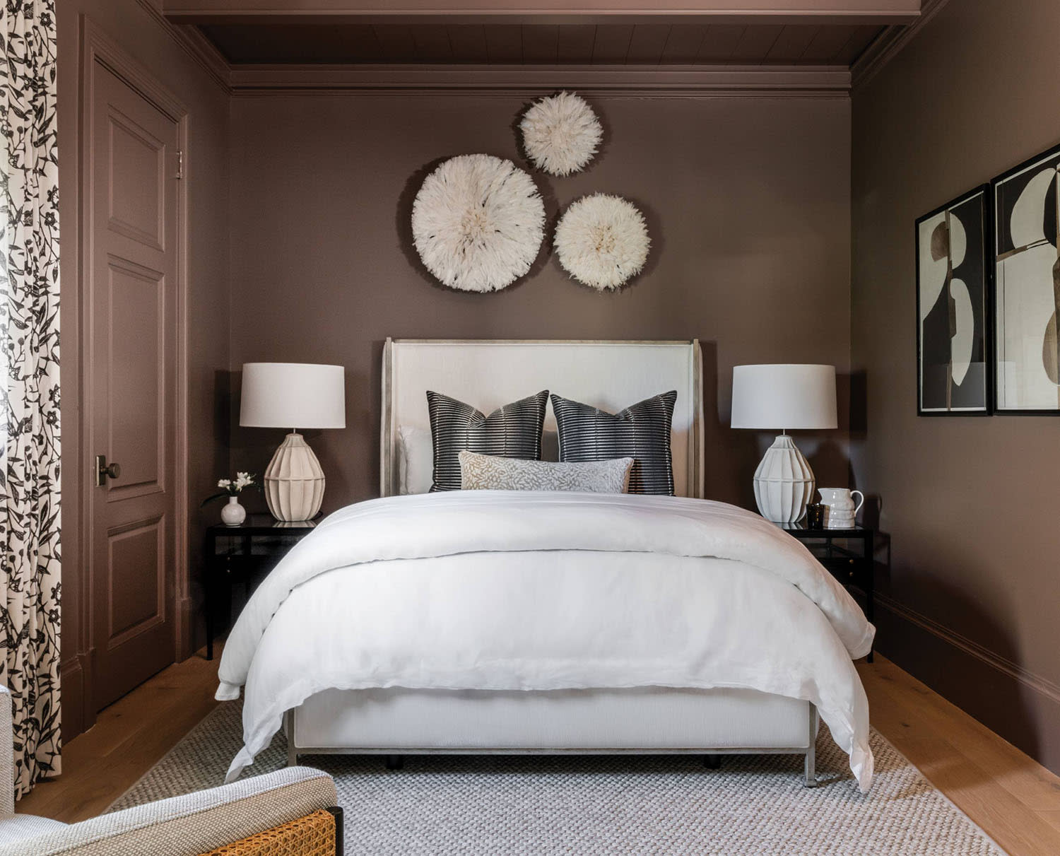 brown bedroom designed by Jett Thompson