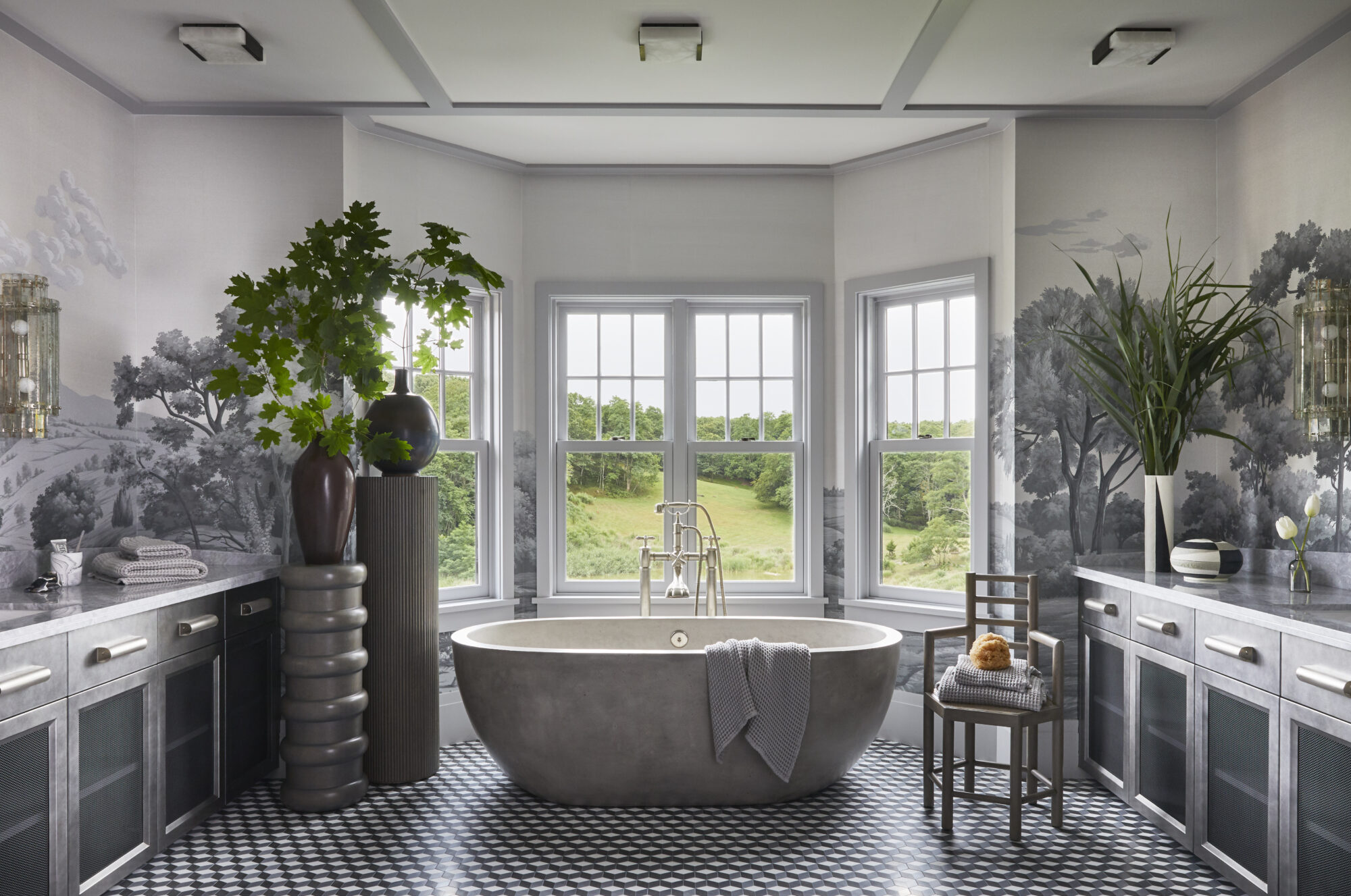 gray bathroom with trim in Iris 2 by The Paint Lab