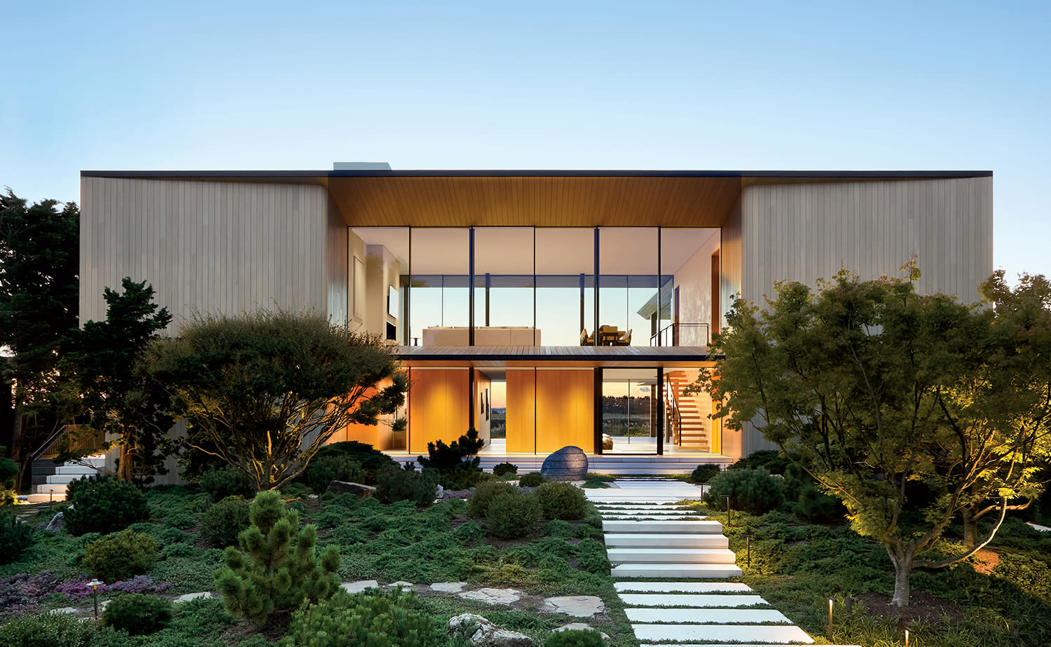 exterior of a Modernist Water Mill, New York home