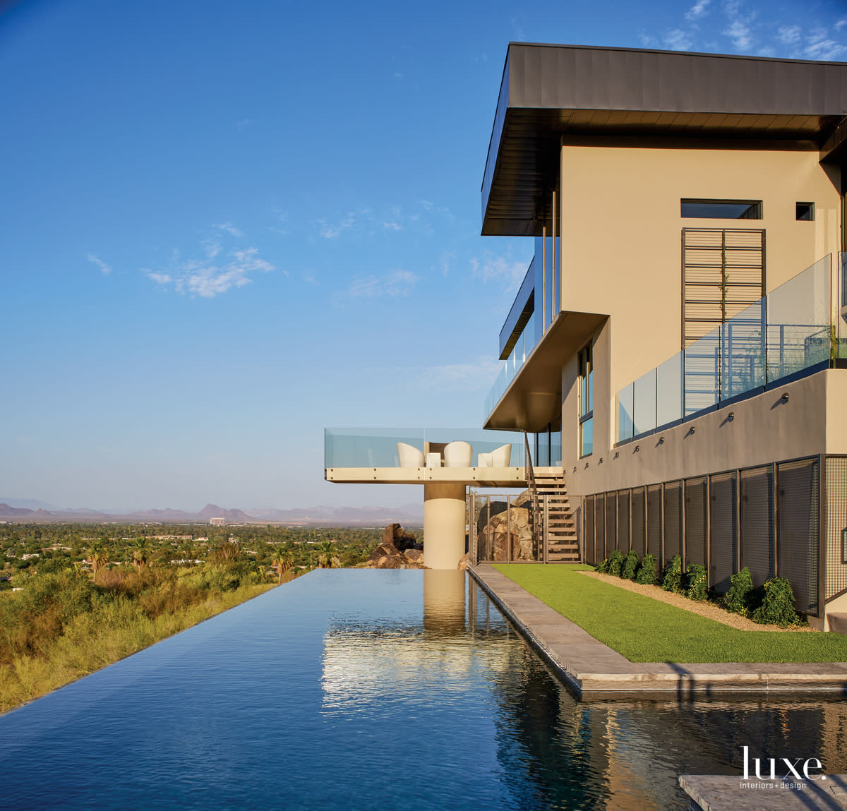 mid-century modern exterior and infinity pool midcentury