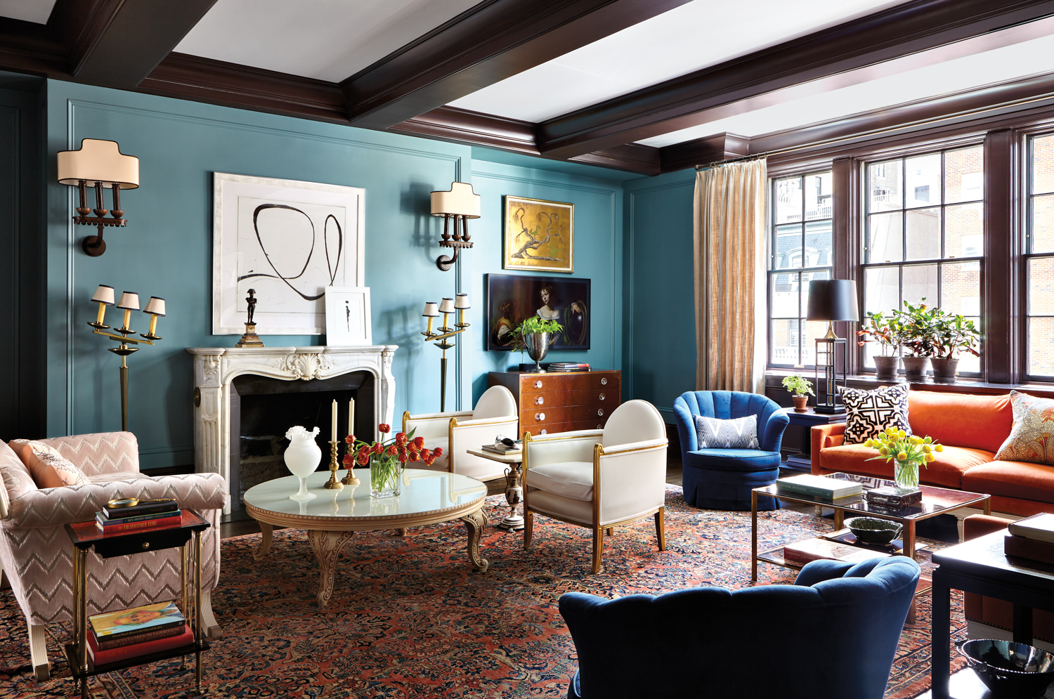 teal living room