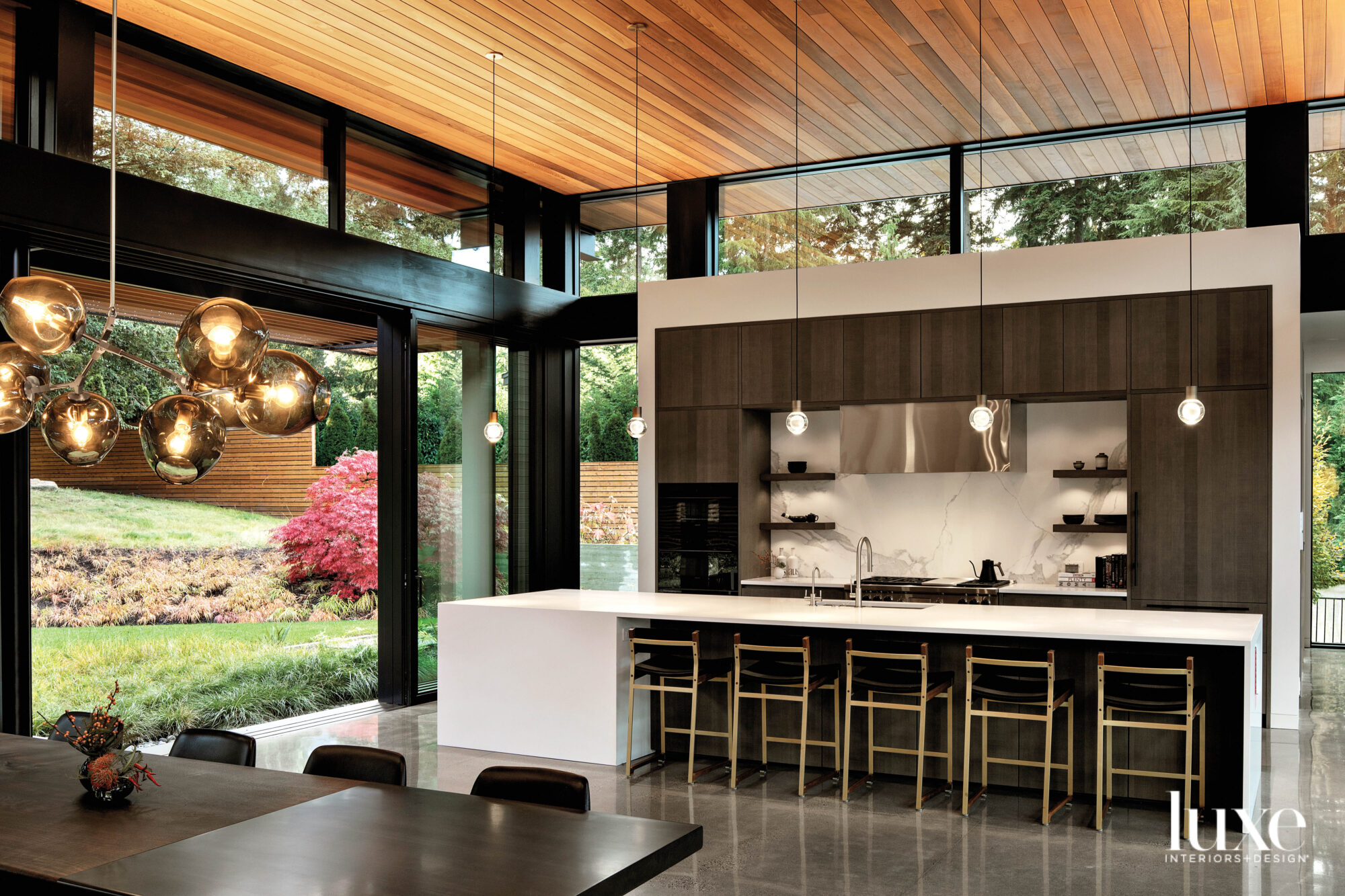 View of kitchen with corner of dining table