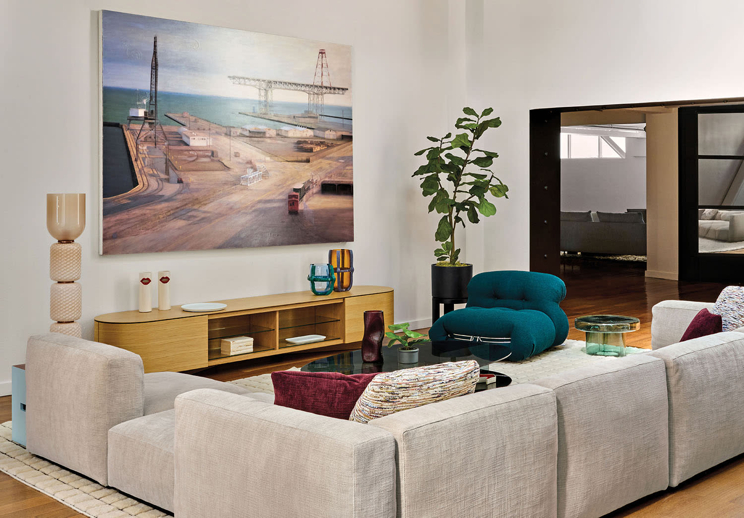 modern living room vignette at Scott + Cooner showroom in San Francisco