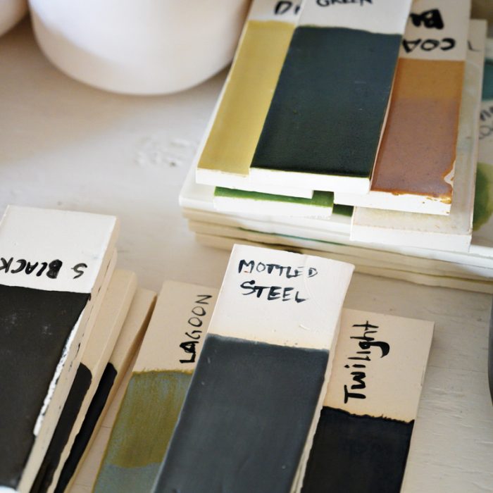 Ceramic tiles display glaze colors.