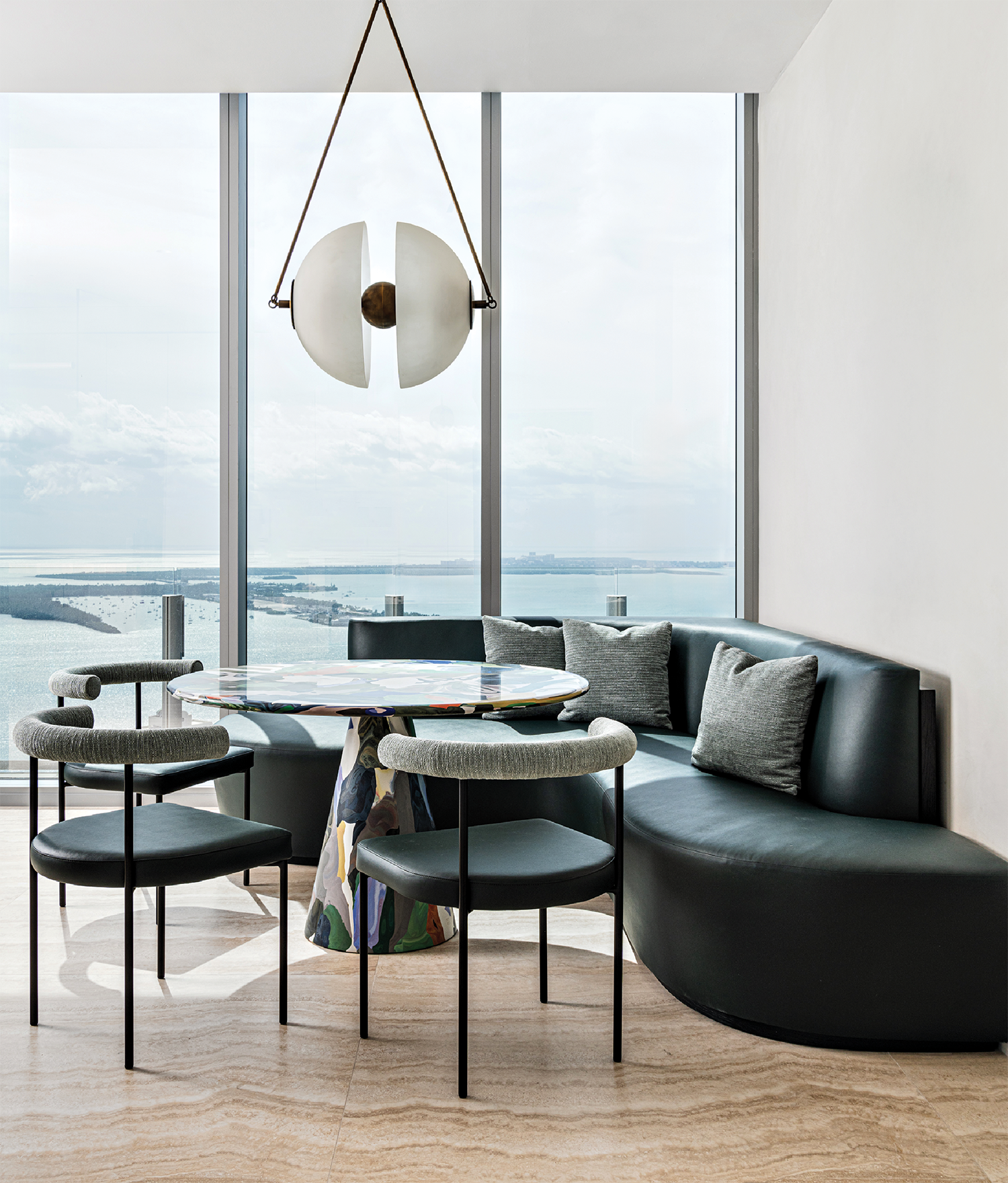 modern breakfast nook with sculptural accents