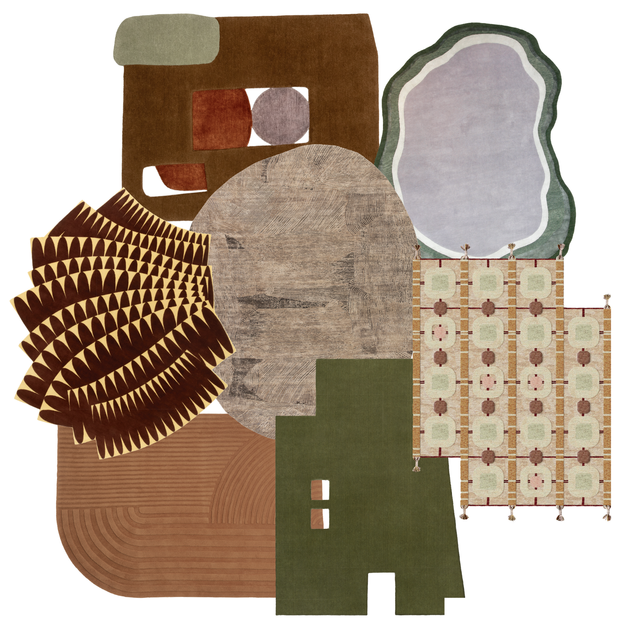collage of irregular-shaped rugs