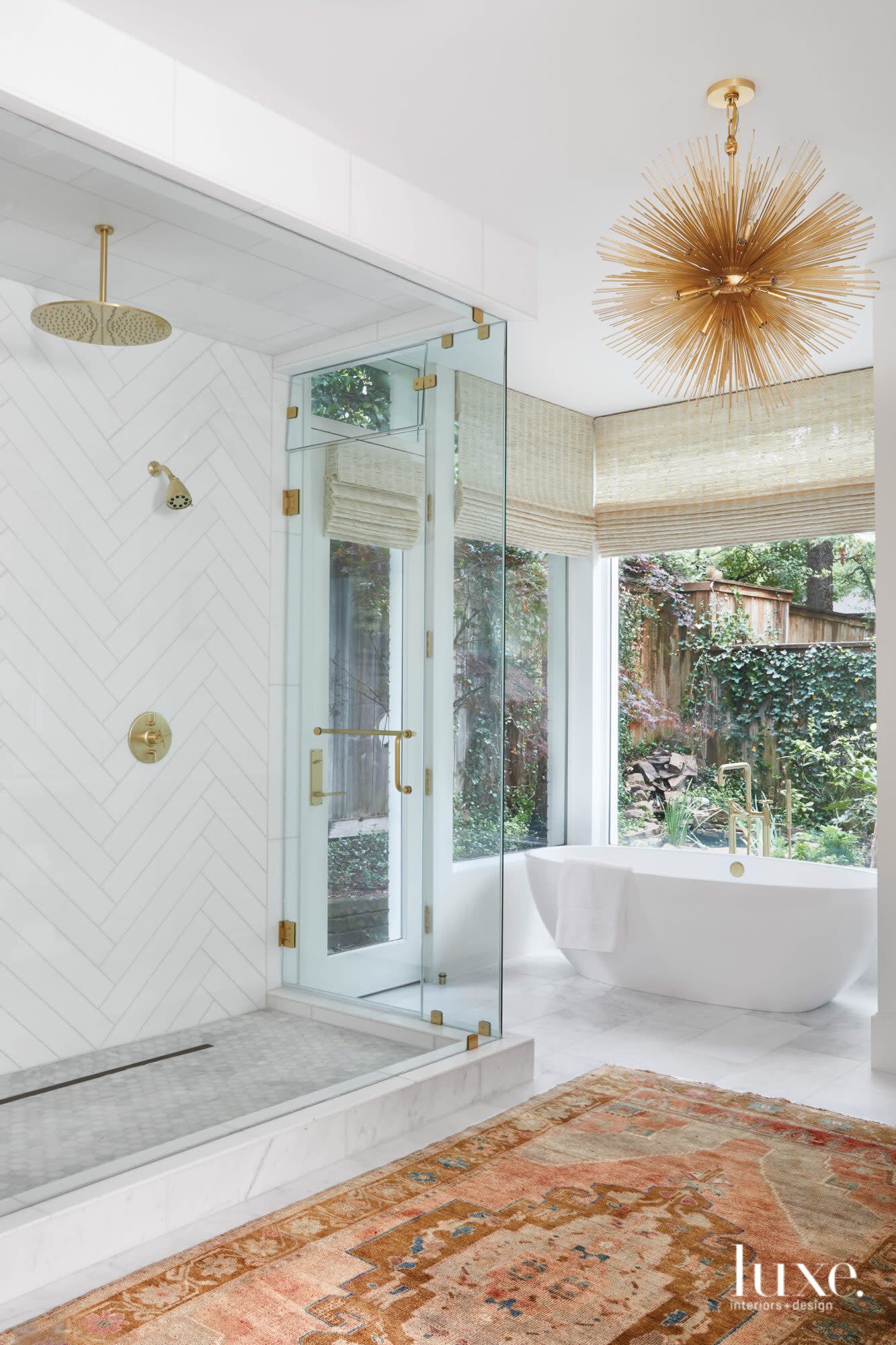 Master bathroom with marble flooring