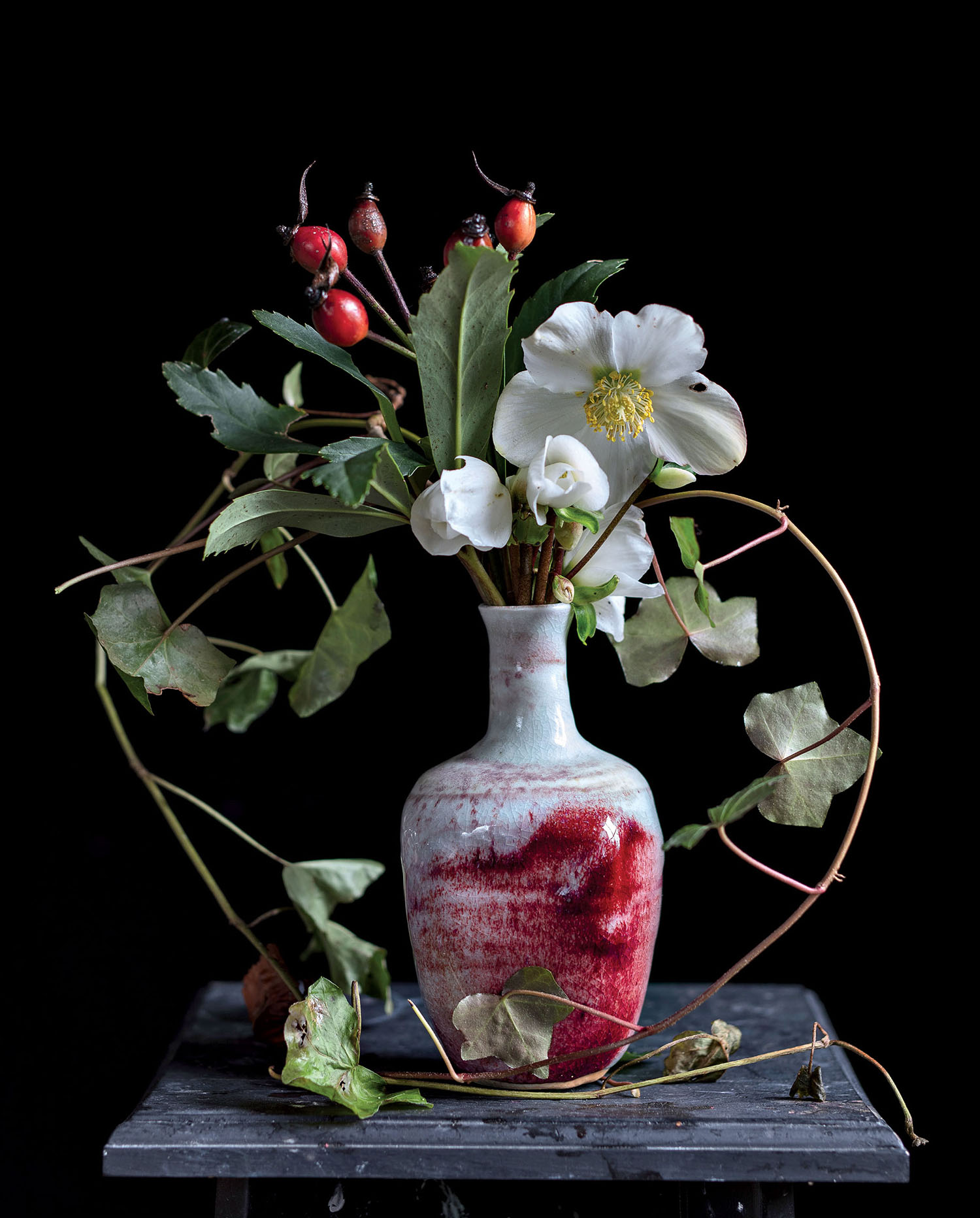wintery floral tablepiece