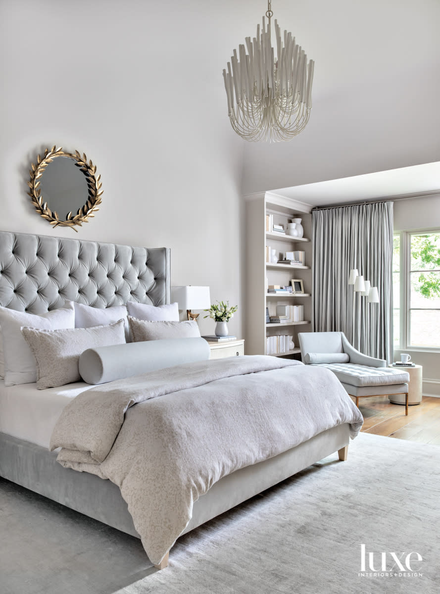 Main bedroom featuring monochromatic accessories throughout.