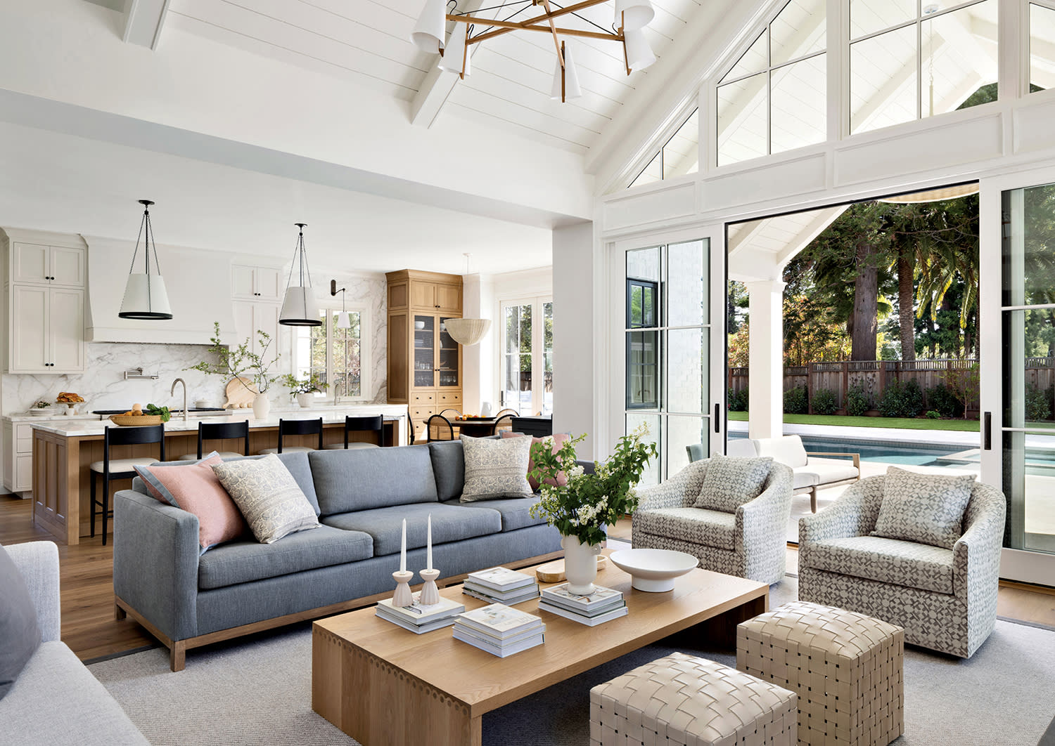 neutral living room with an open concept design style 