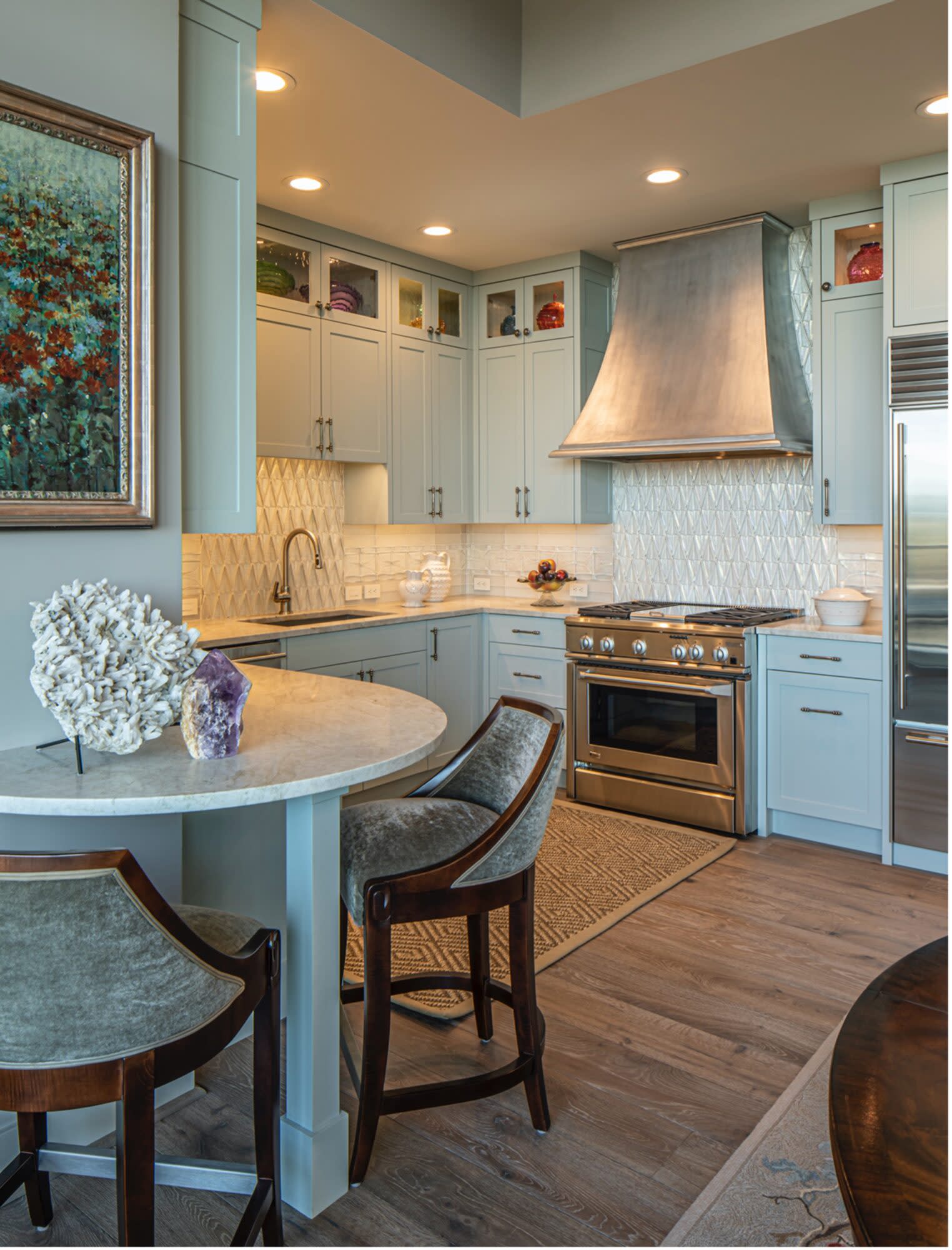 custom metal hoods la bastille blue kitchen