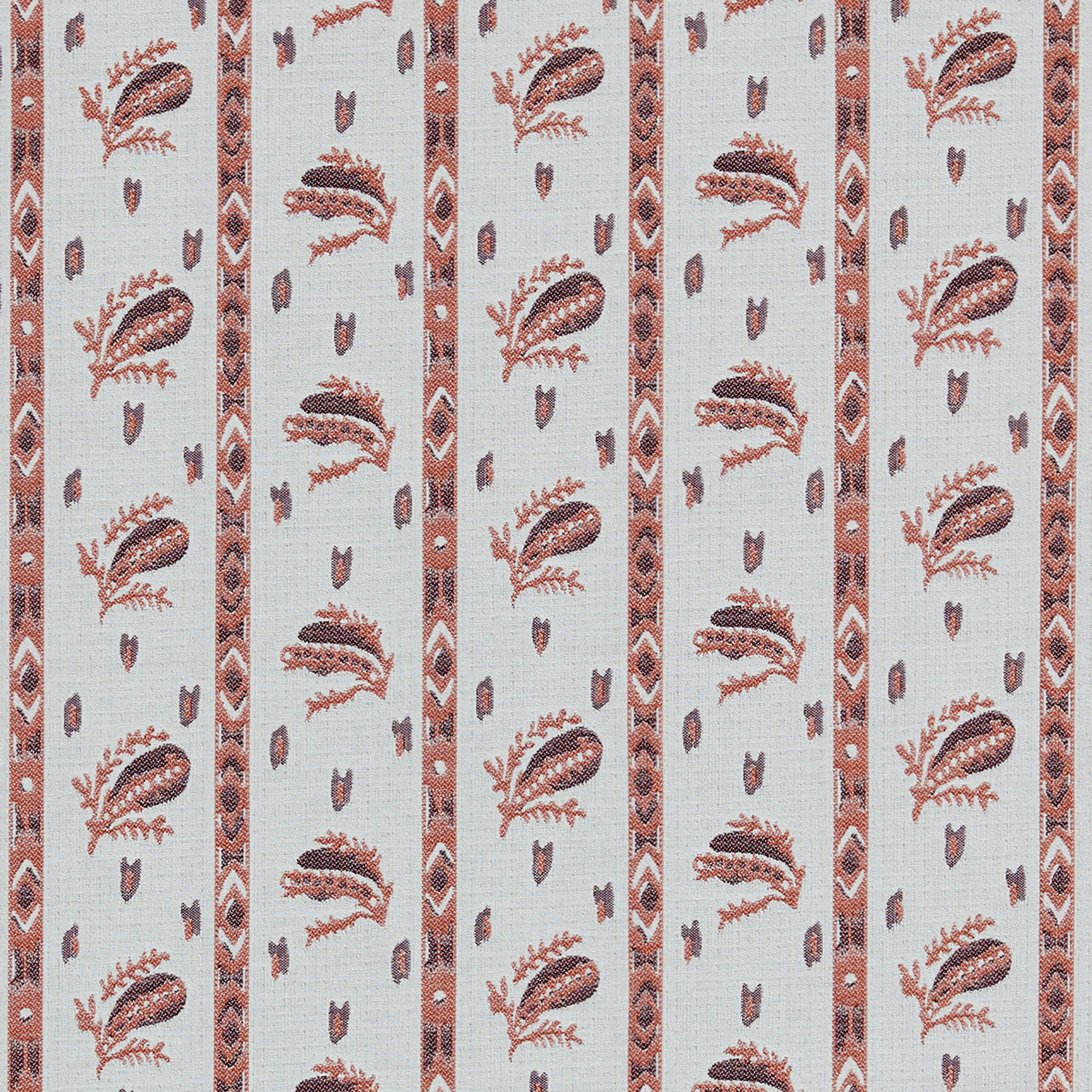 patterned terracotta and white performance fabric