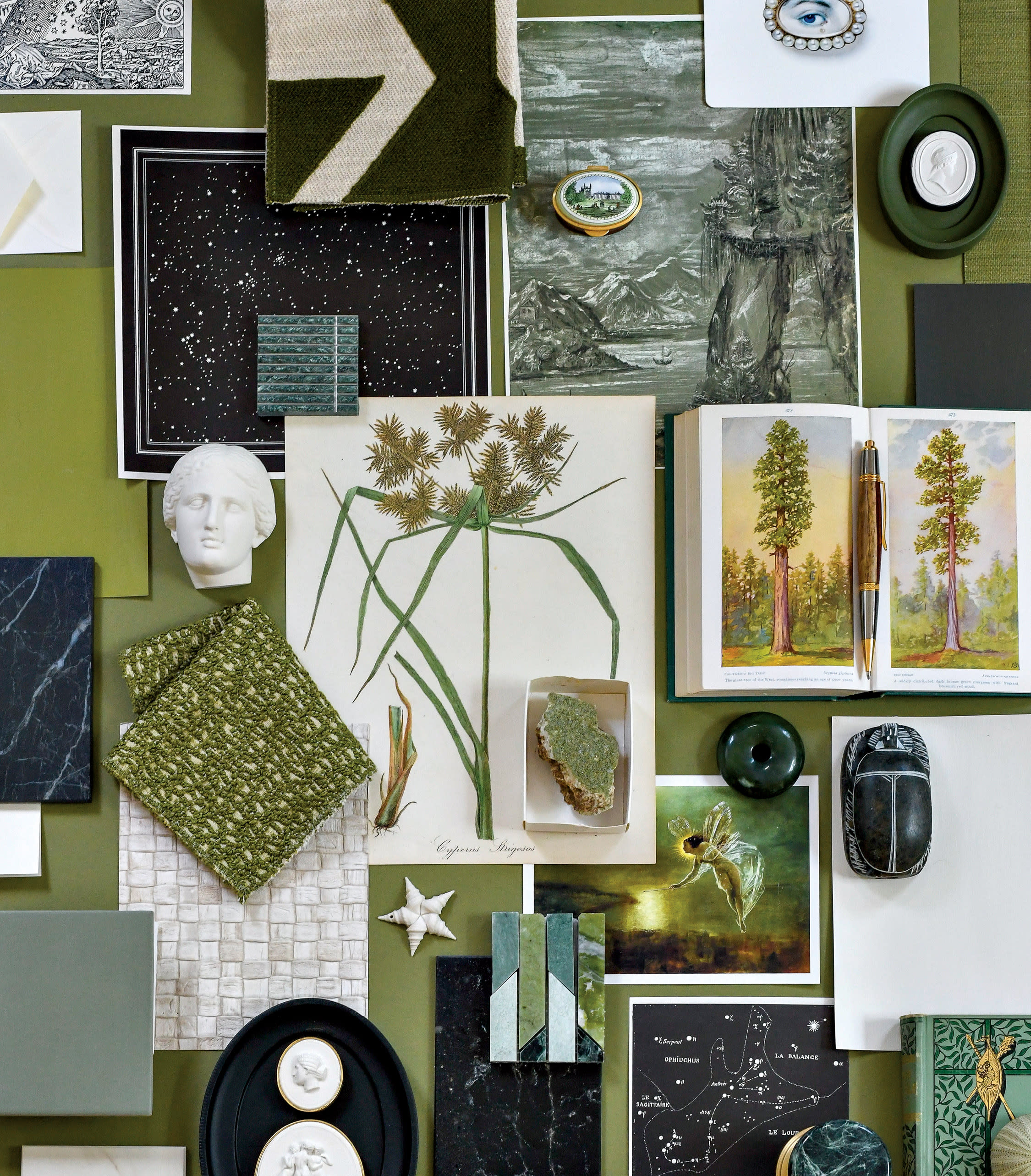 green and cream moodboard