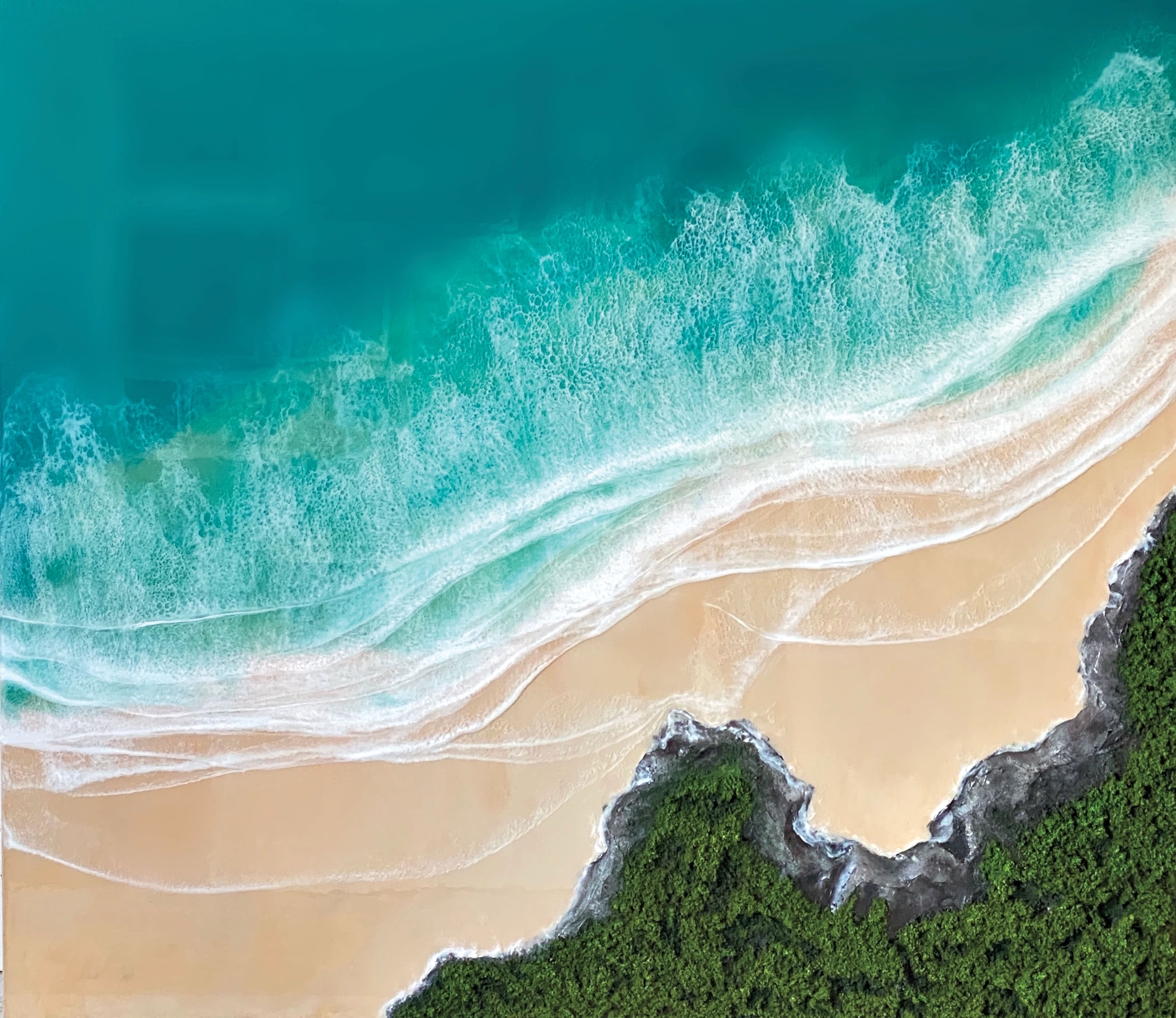 aerial ocean view painting by Alexis Martinez Puleio