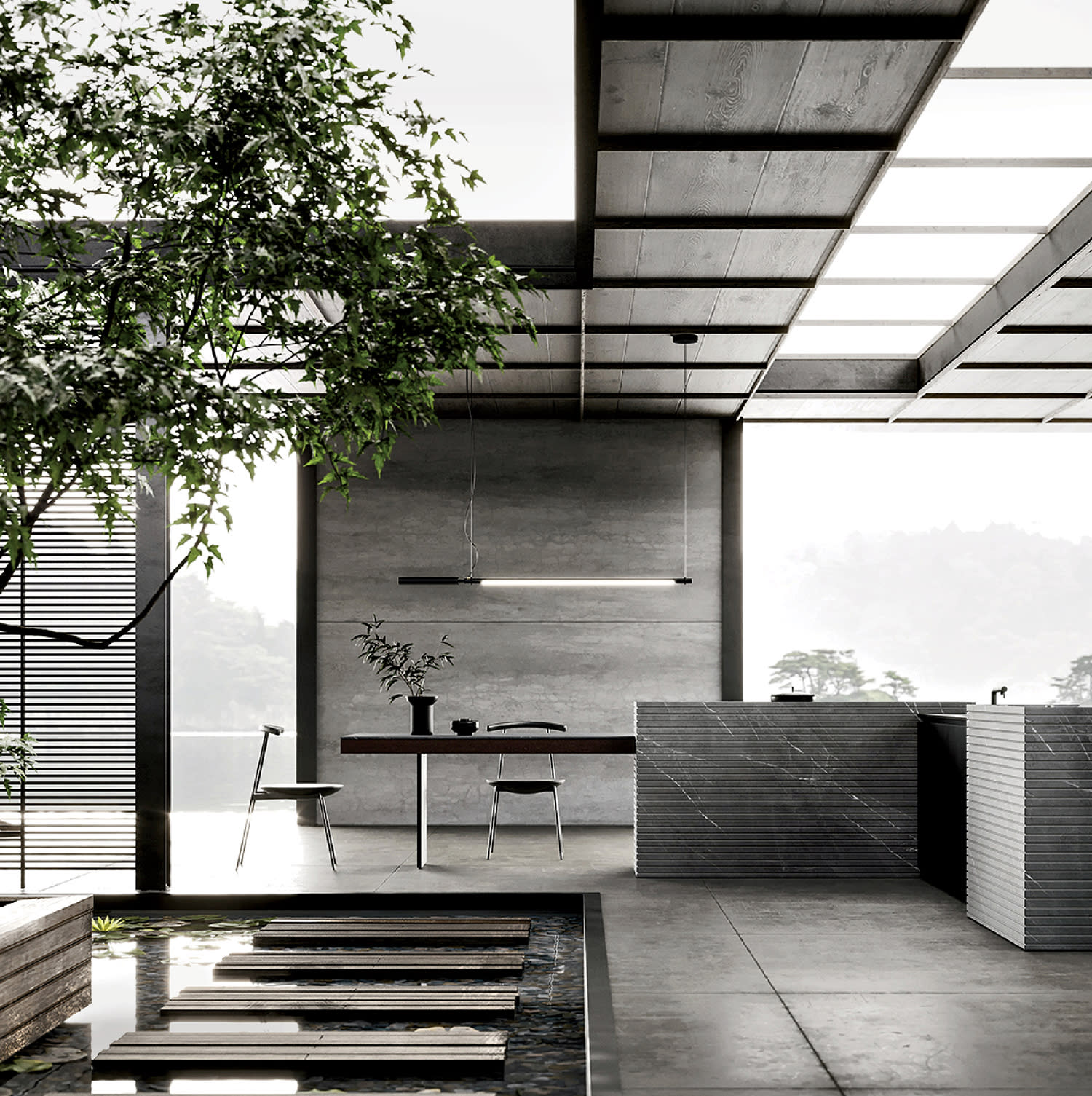 sleek industrial kitchen by Modulnova