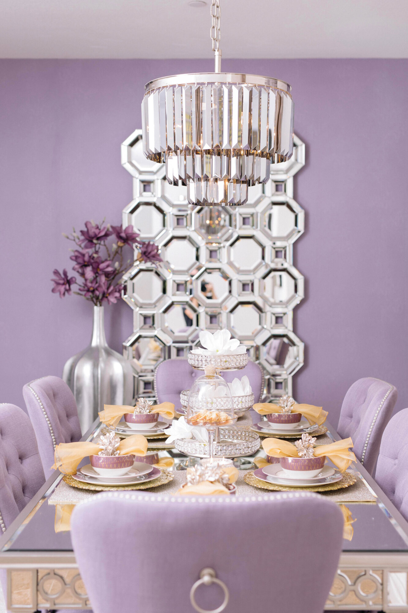 light purple dining room