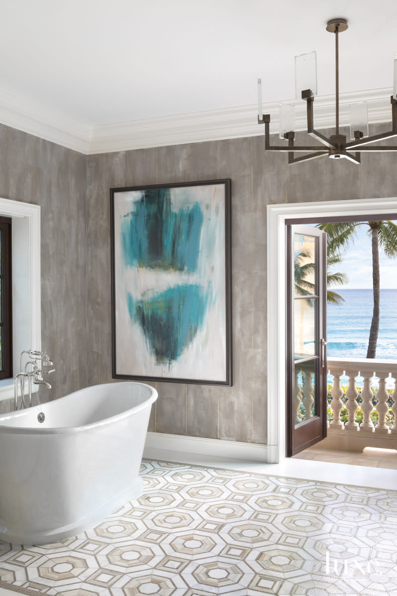 gray bathroom cast iron tub