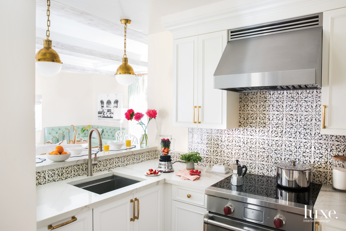 kitchen with backsplash tiles and white countertop