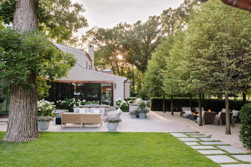 Outdoor kitchen and living space.