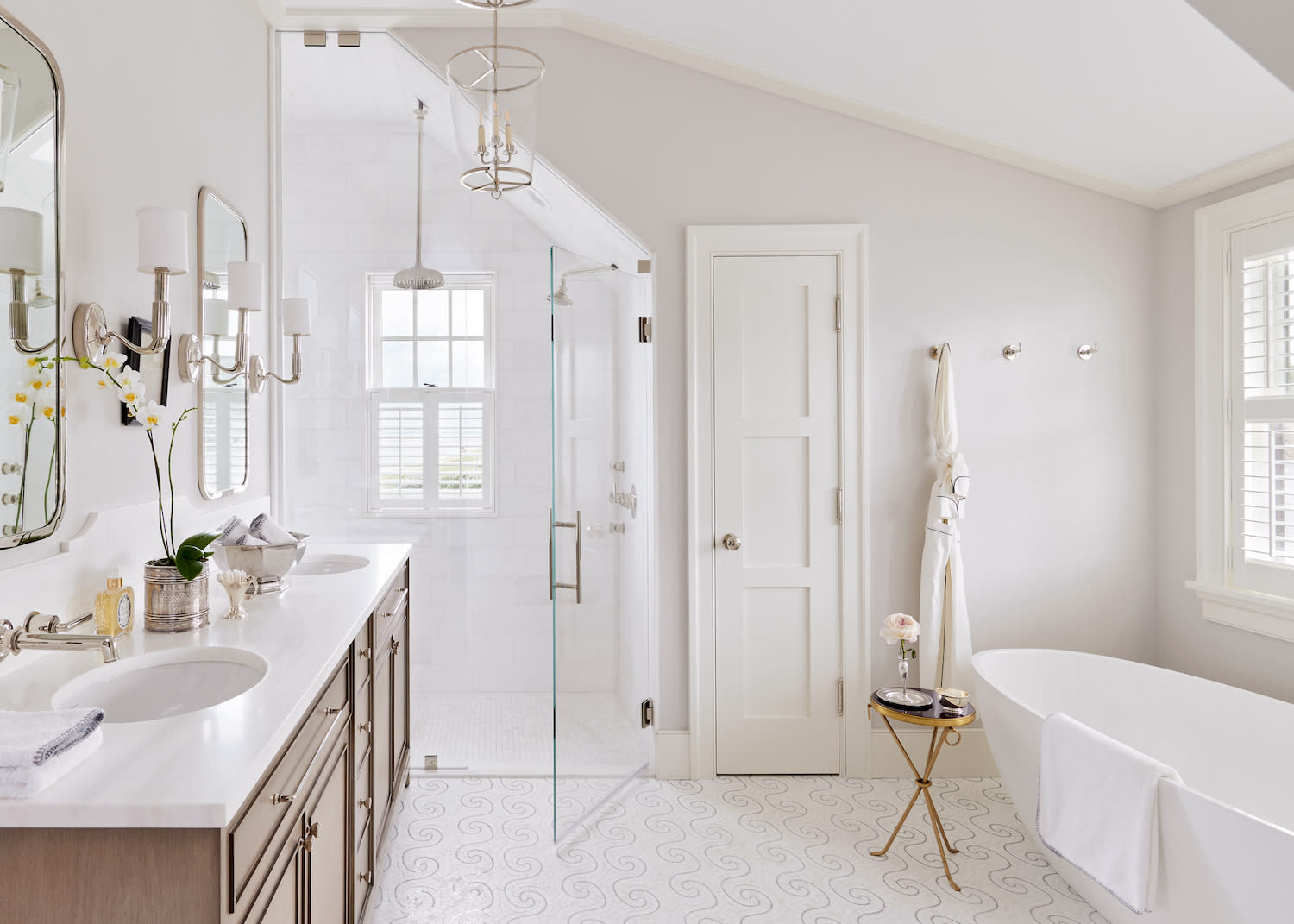 luxurious bathroom with walk-in shower