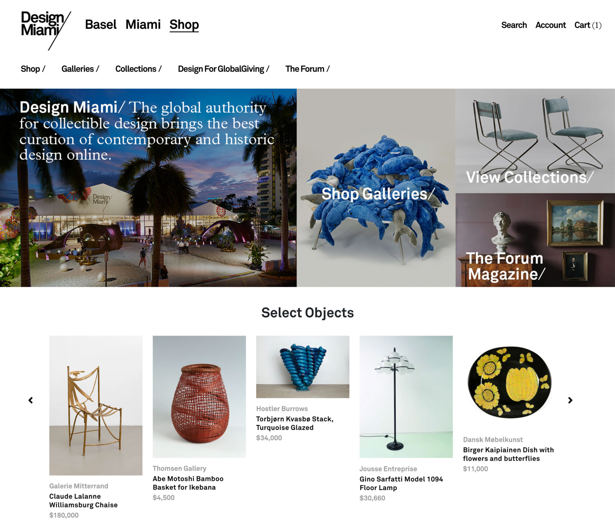 design miami digital marketplace homepage