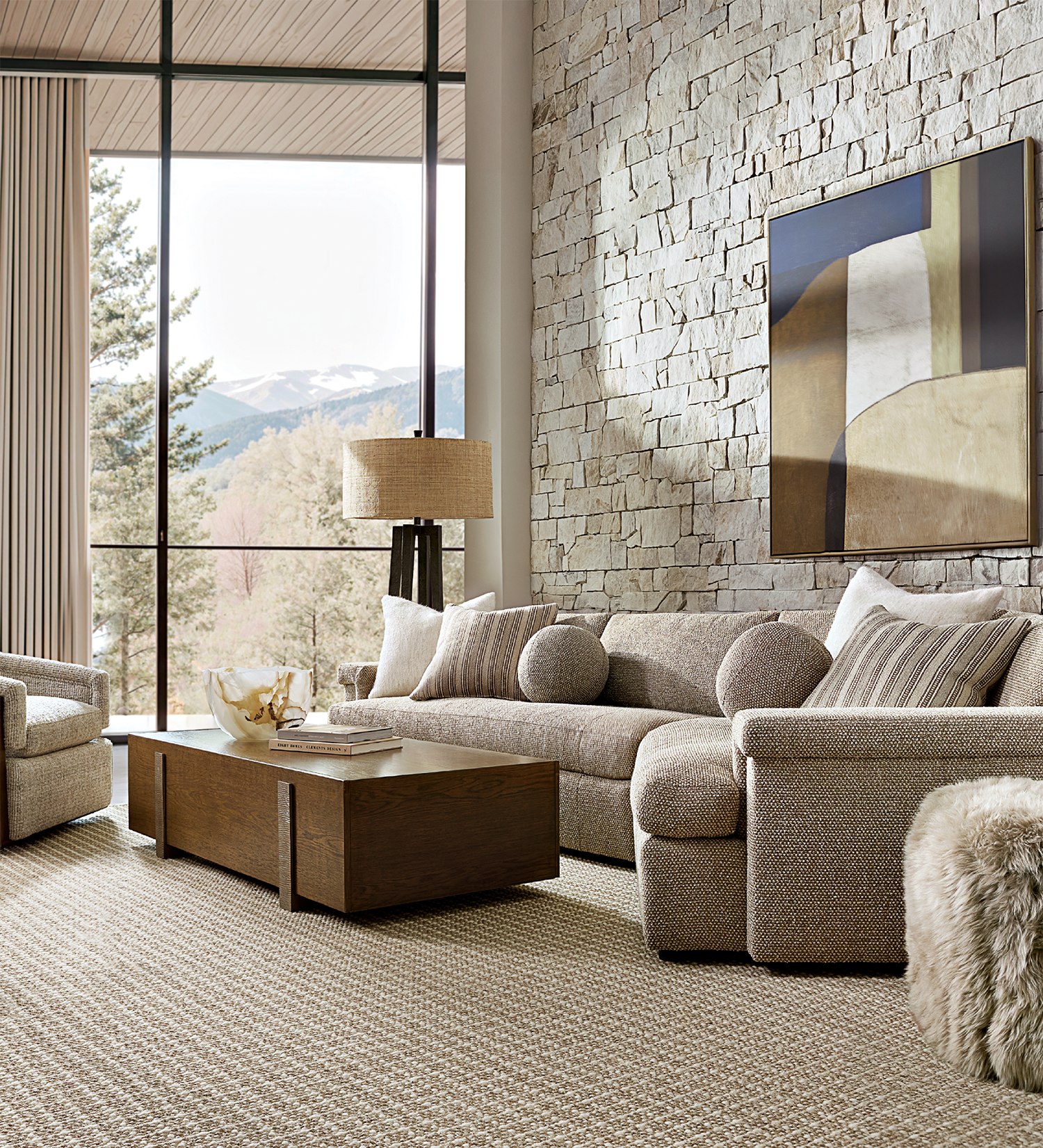 living room vignette featuring Auré furniture