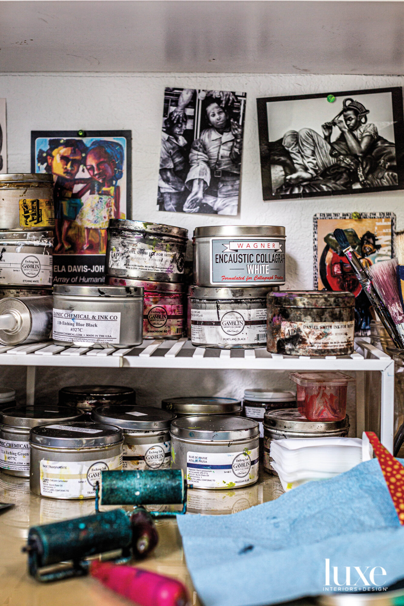 Supplies stored in Delita Martin's studio.